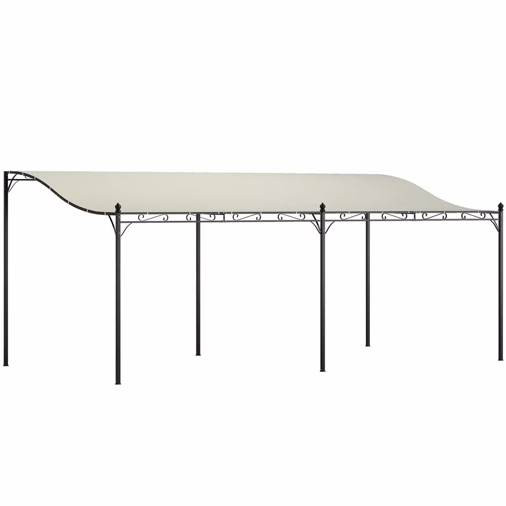 Topcobe 10' x 20' Wall - Mounted Outdoor Pergola Canopy, Metal Patio Canopy with Drainage Holes for Backyard Garden, Tents for Parties, Outdoor Canopy, Shade Canopy, Patio Canopy, Cream White