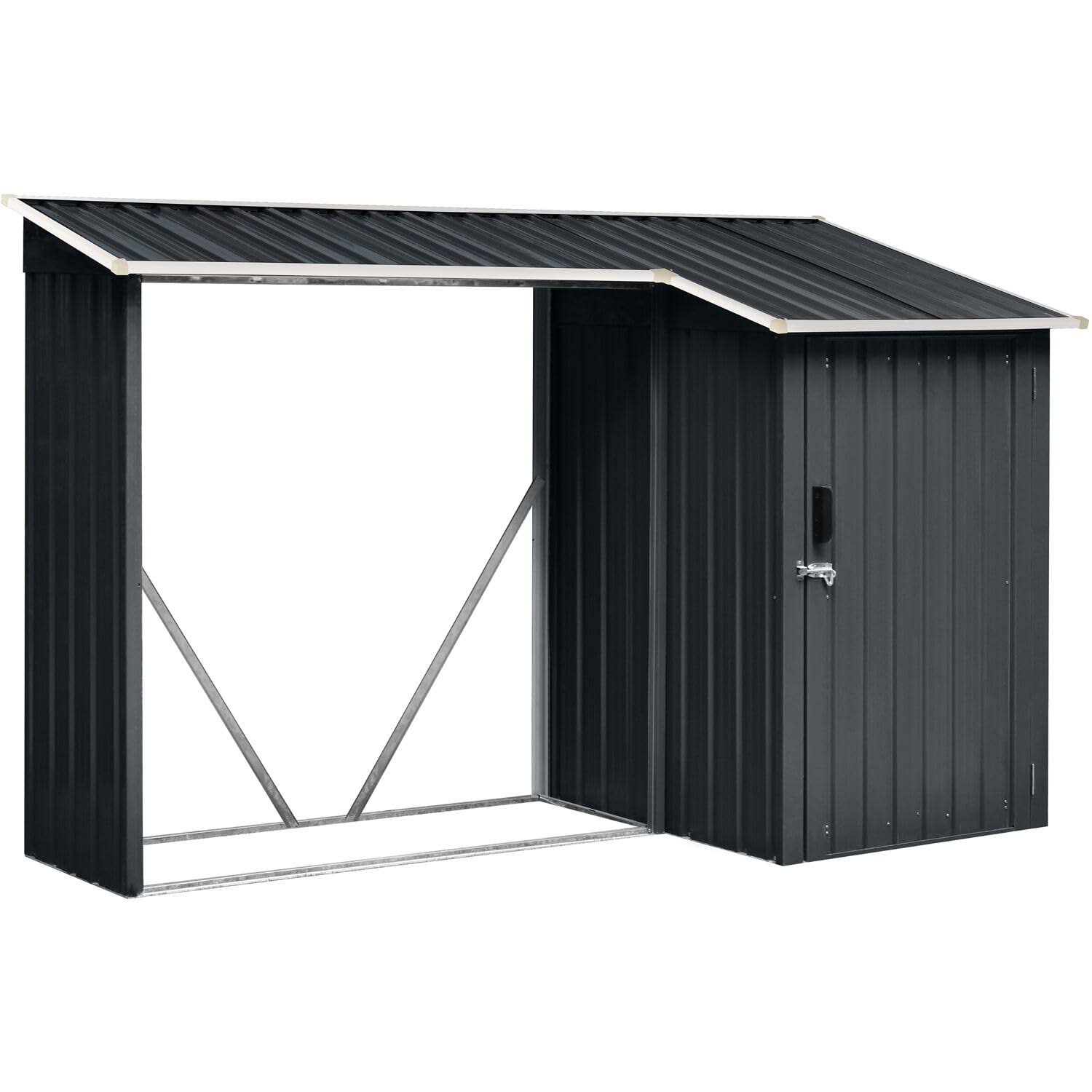 Hanover 2-in-1 Galvanized Steel Multi-Use Shed with Firewood Storage