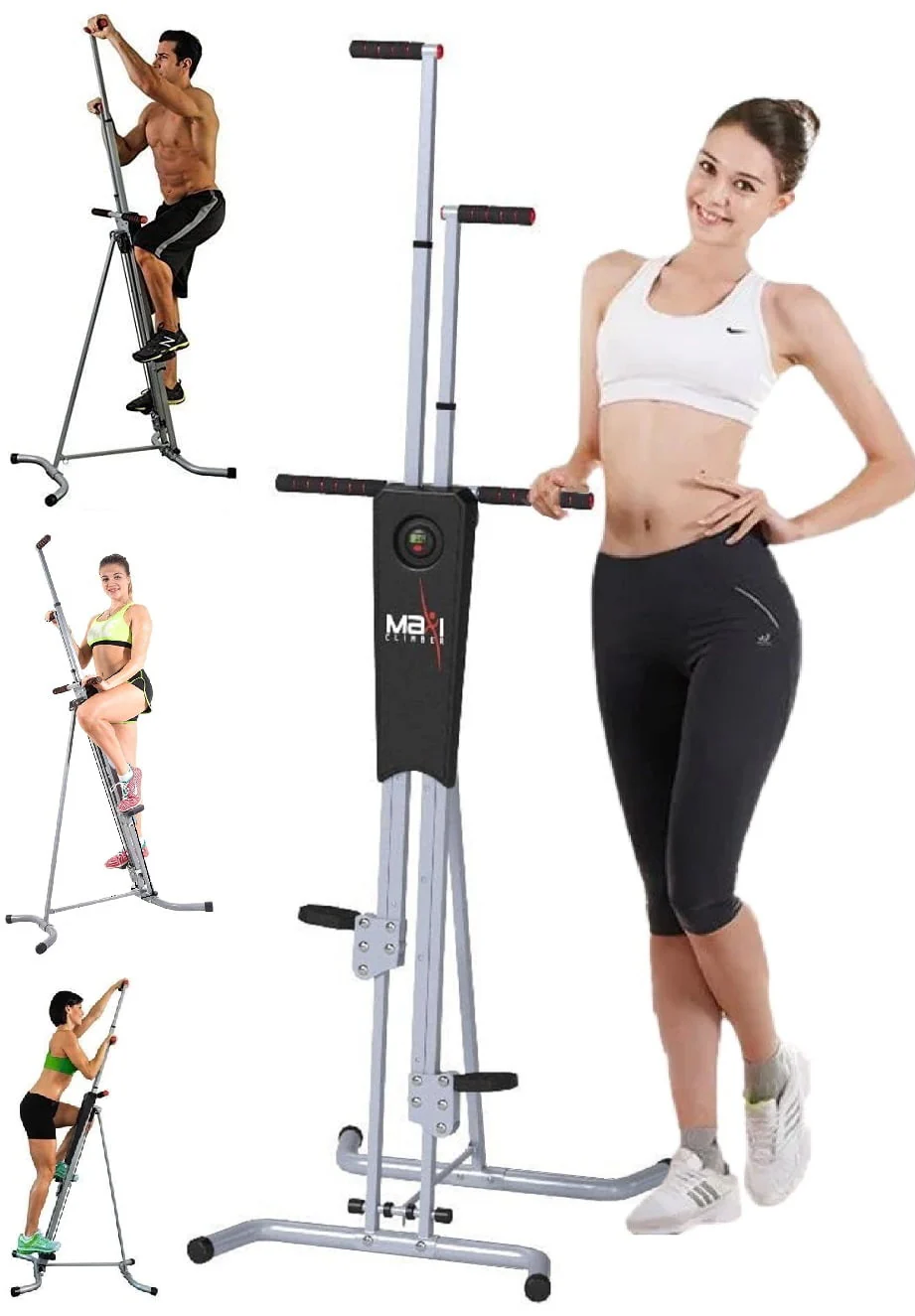 Vertical Climber Stair Climbing Step Fitness Full Body Workout Machine, Adjustable Stair Climbing Fitness Machine, Home Gym Exercise Stair Stepper Cardio Strength Training + Monitor
