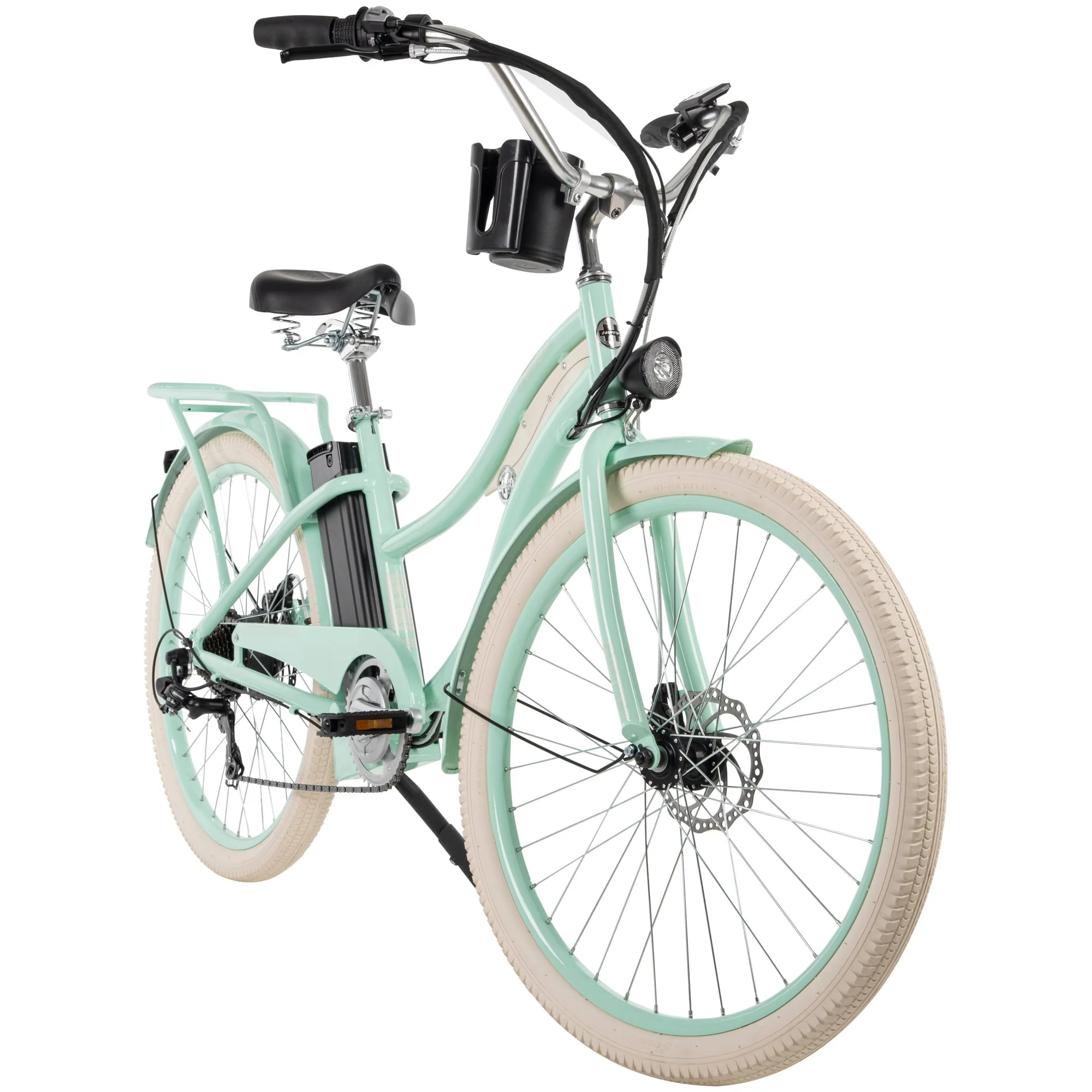 Nel Lusso 26 - Inch 7 - Speed Electric Cruiser Bike with Throttle, Mint Green, 36V, 350W, UL 2849 Compliant, by Huffy