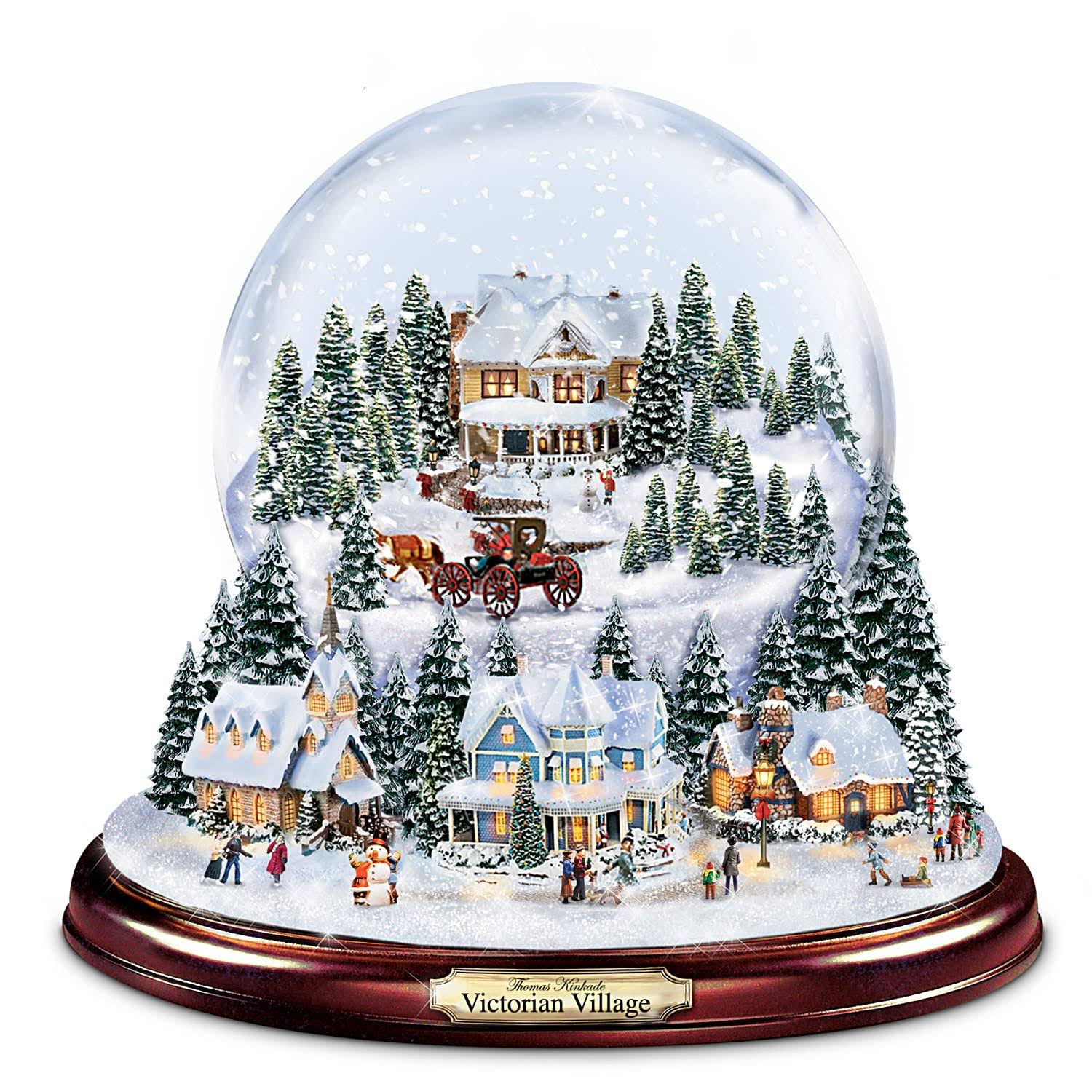 Thomas Kinkade Victorian Christmas Village Snowglobe by The Bradford Exchange