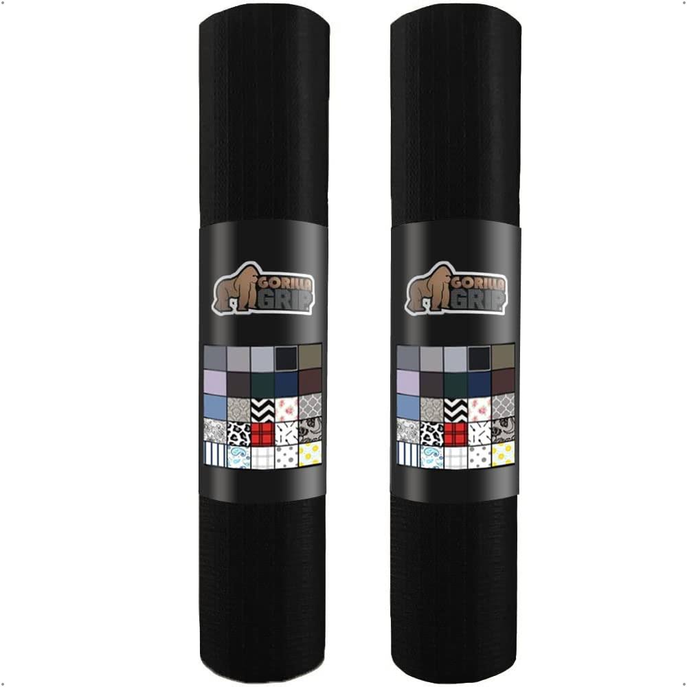 Gorilla Grip Slip Resistant Drawer and Shelf Liner 2 Pack, Non Adhesive Water Resistant, Easy Clean and Trim, Smooth Surface Liners for Kitchen