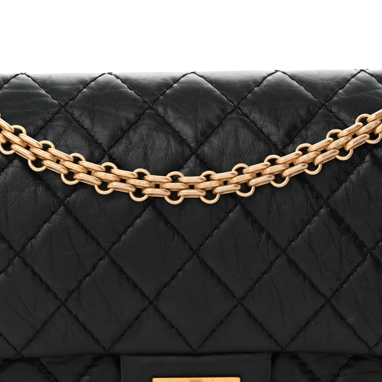 Aged Calfskin Quilted 2.55 Reissue 225 Flap Black