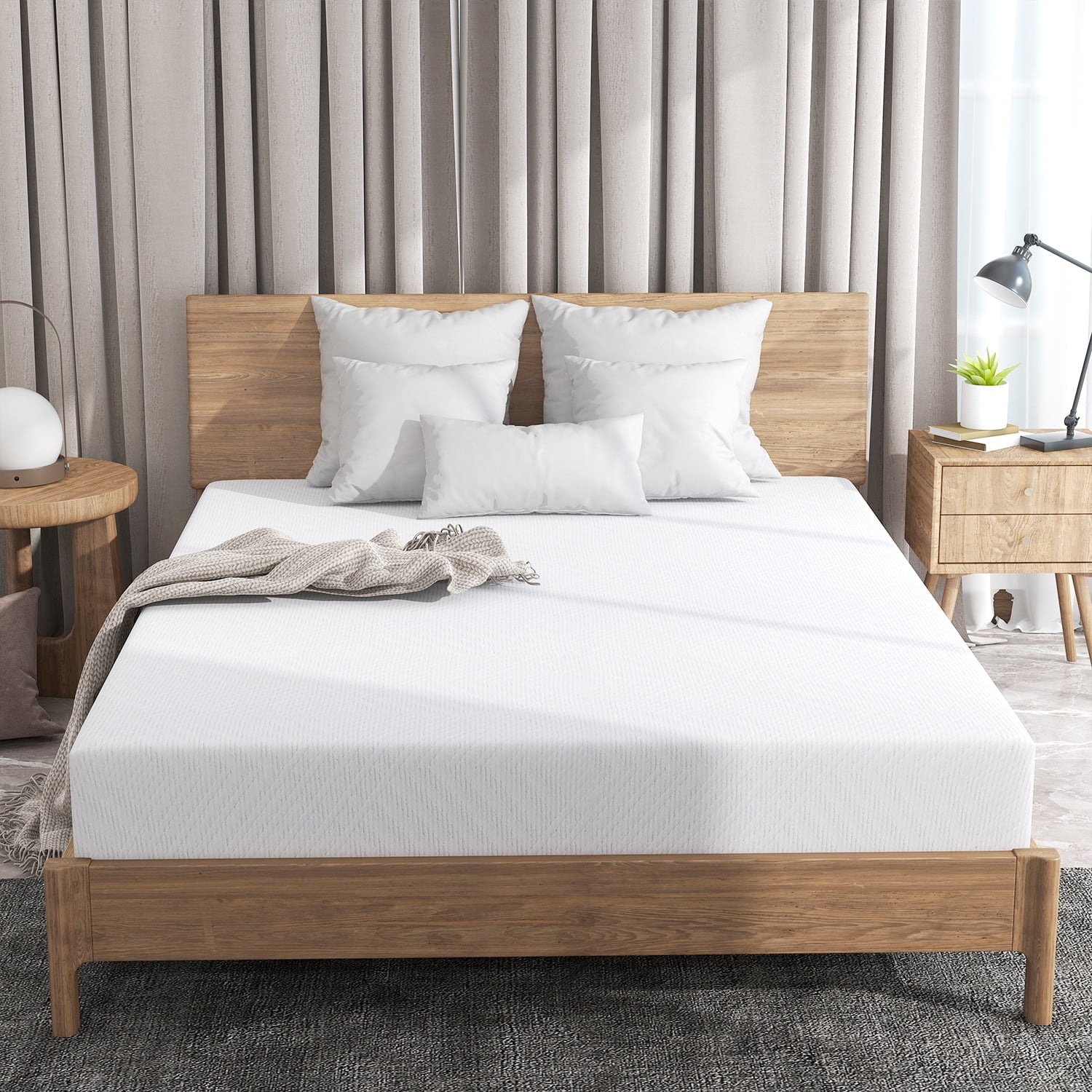 Foam Mattress. 8 inch Medium Firm Mattress. Green Tea and Cooling Gel Infused Pressure Relief. CertiPUR-US Certified. Queen Size
