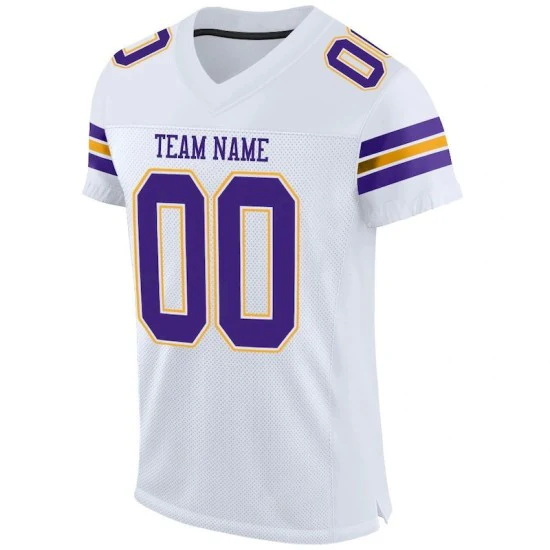 Custom White Purple-Gold Mesh Jersey