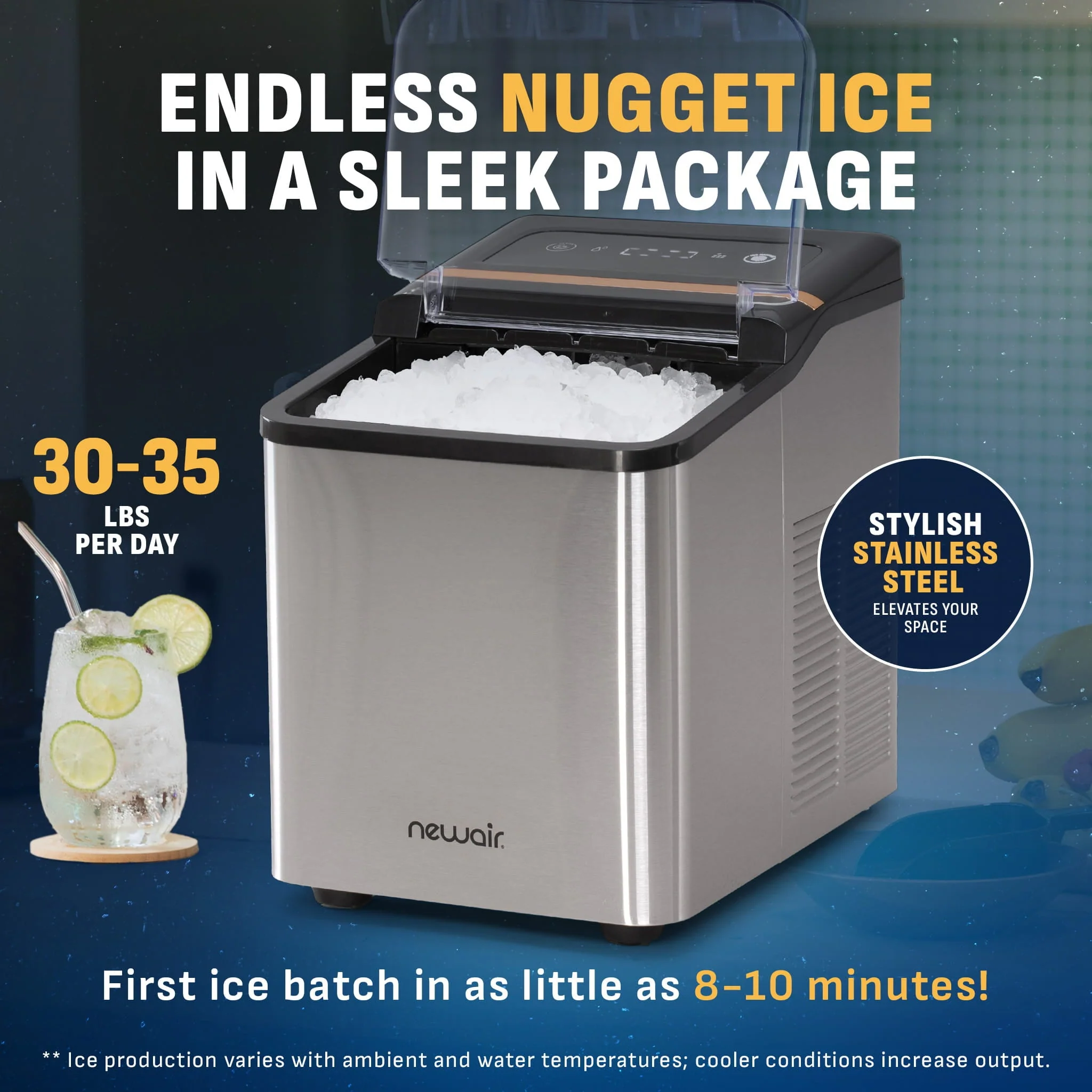 Newair Nugget Ice Maker Countertop, 30-35 lbs in 24 hours