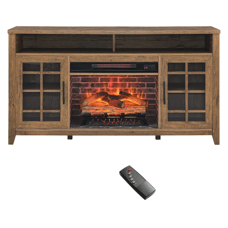 55 in. TV Media Stand with Electric Fireplace Insert and Heater