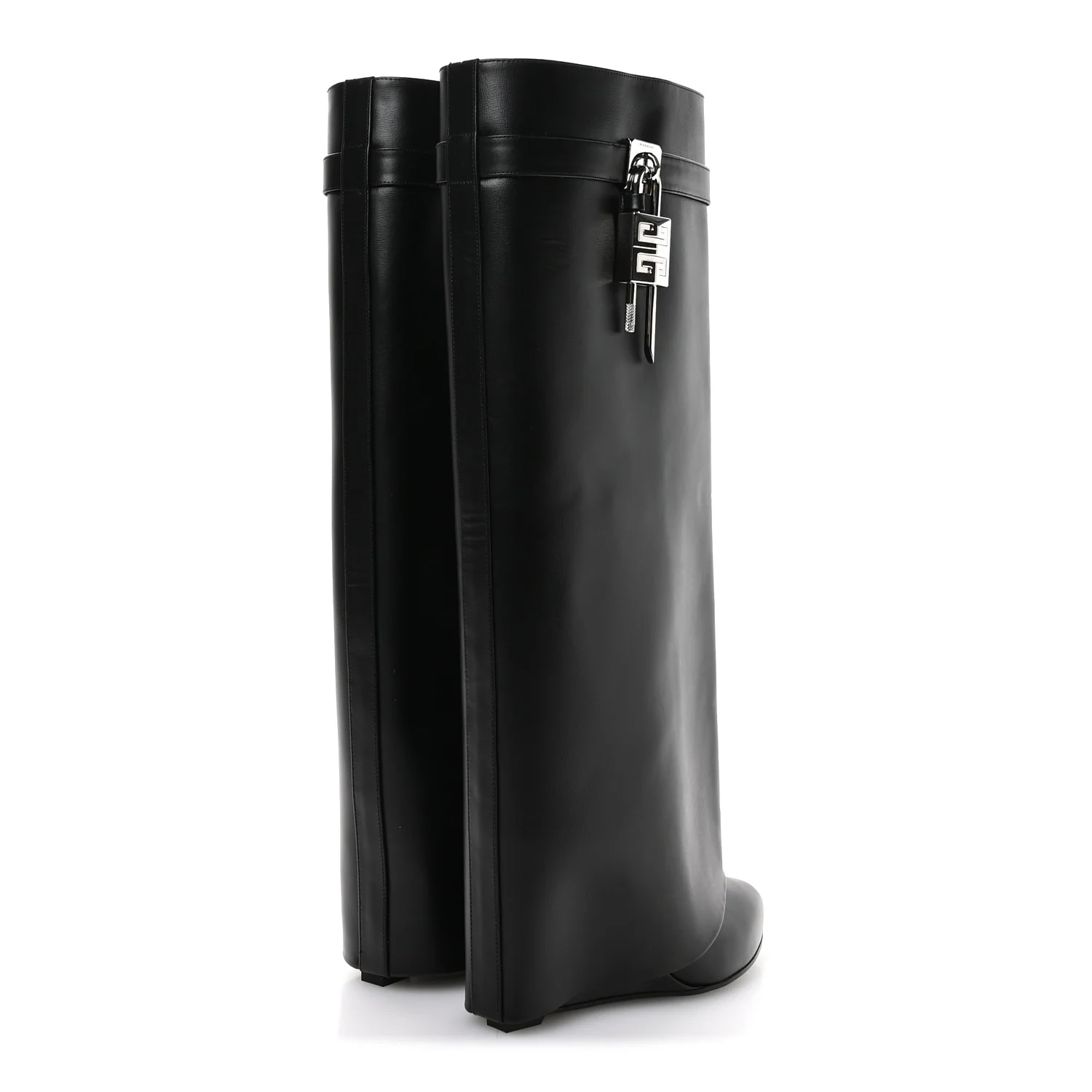 Calfskin Shark Lock Wide Fit Pant Boots 37 Black