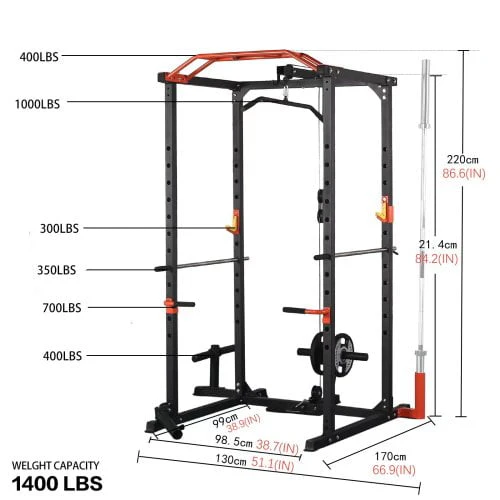 Best Multifunctional Barbell Rack 1400 lb Capacity Barbell Weight Rack Home Gym Fitness Adjustable Squat Rack Weight Lifting Bench Press Push - Ups