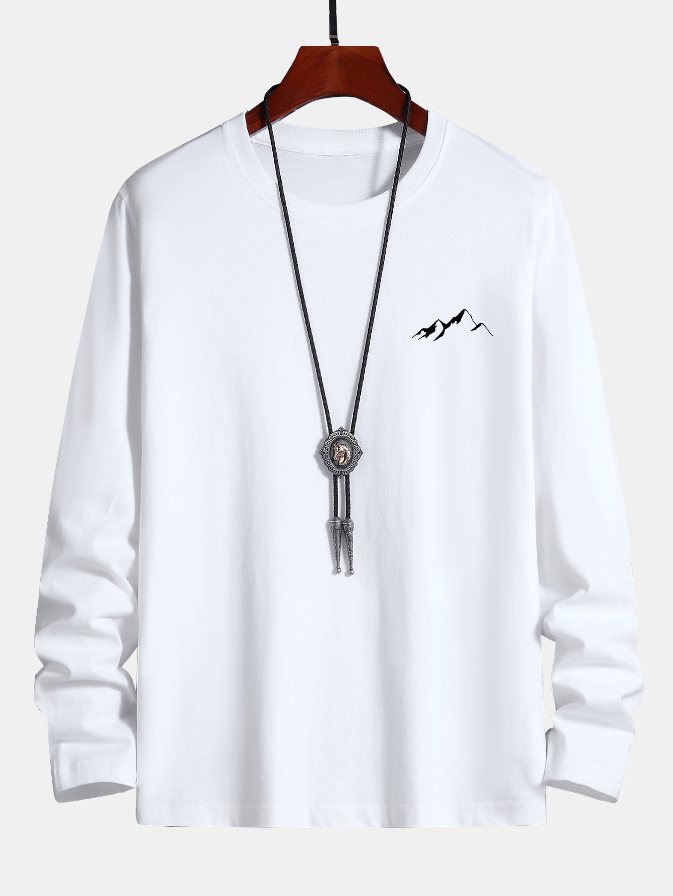 T-shirt en coton à manches longues avec imprimé montagne