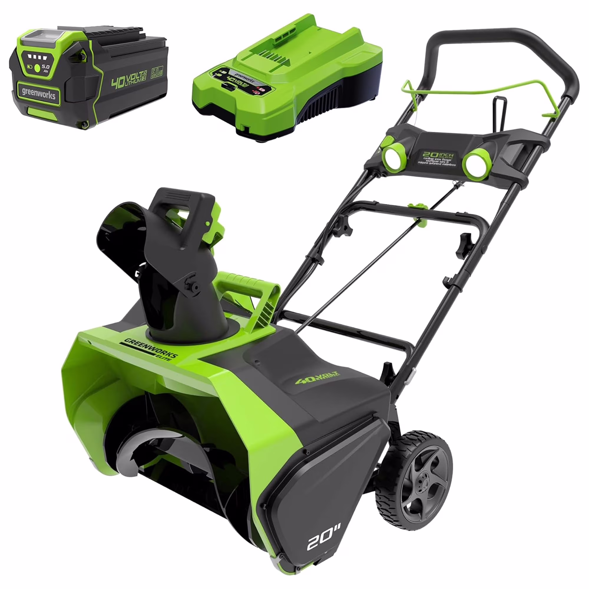 40V 20" Cordless Battery Single-Stage Snow Blower w/ 5.0Ah Battery Charger