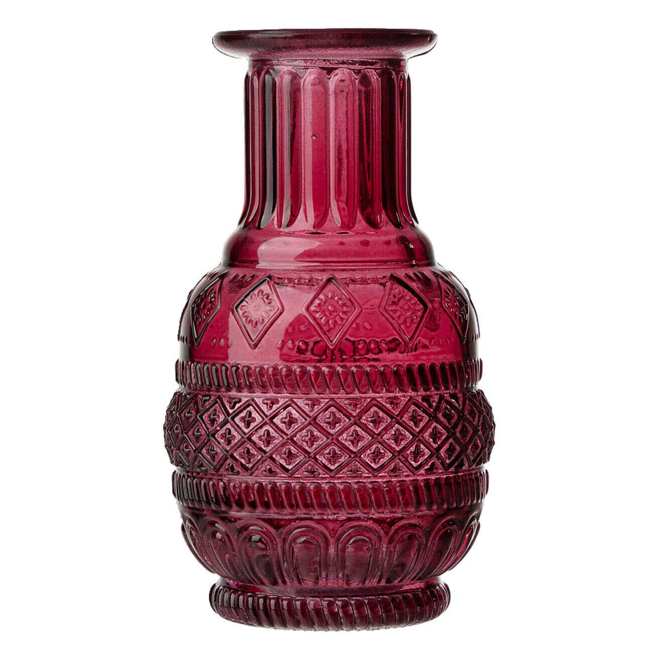 Vase rond en verre vert Ø6,5xH13,5cm