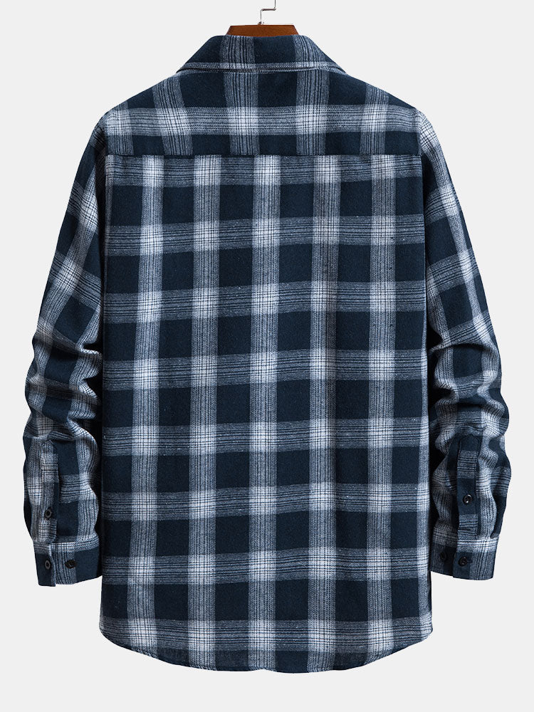 Chemise à carreaux à manches longues boutonnée