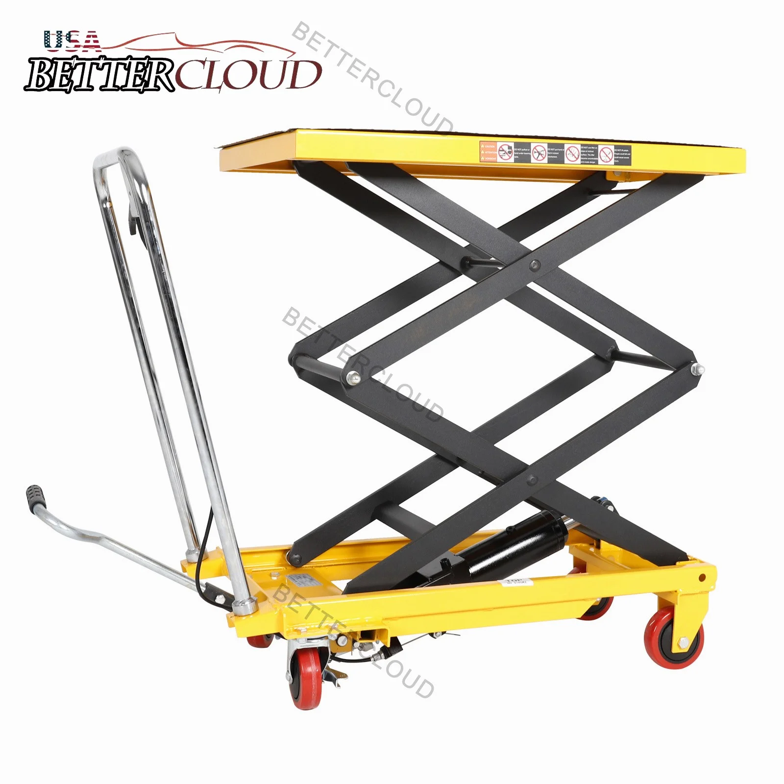 330 lbs Hydraulic Lift Table Cart Manual Double Scissor Lift Table 50" - Image 3