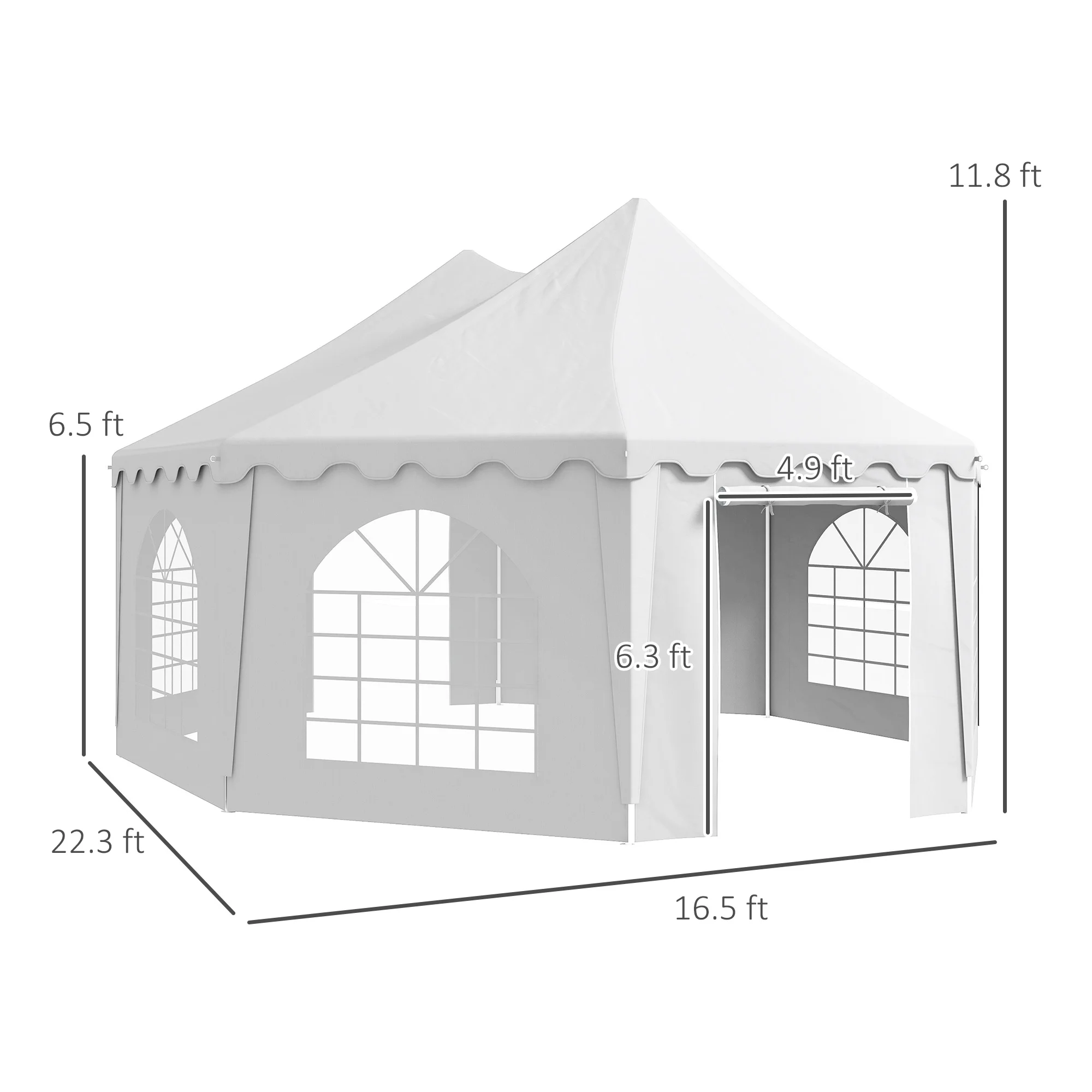 22.3' x 16.4' White Event Outdoor Canopies, Portable(22' x 16') - Image 9