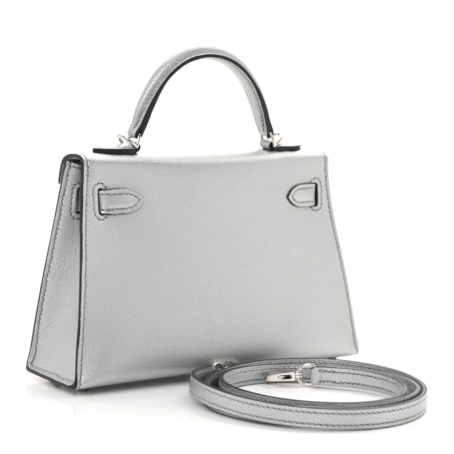 Metallic Chevre Chamkilight Mini Kelly Sellier 20 Argent