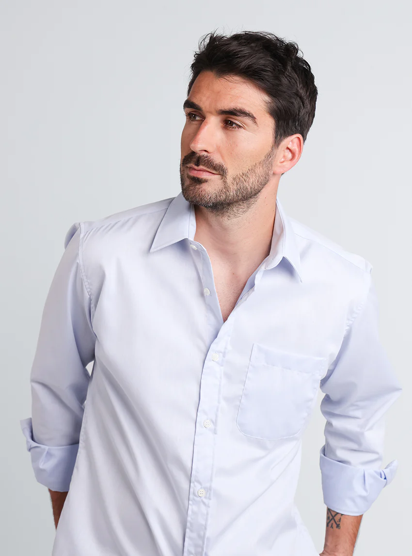 Chemise homme classique en coton bleu