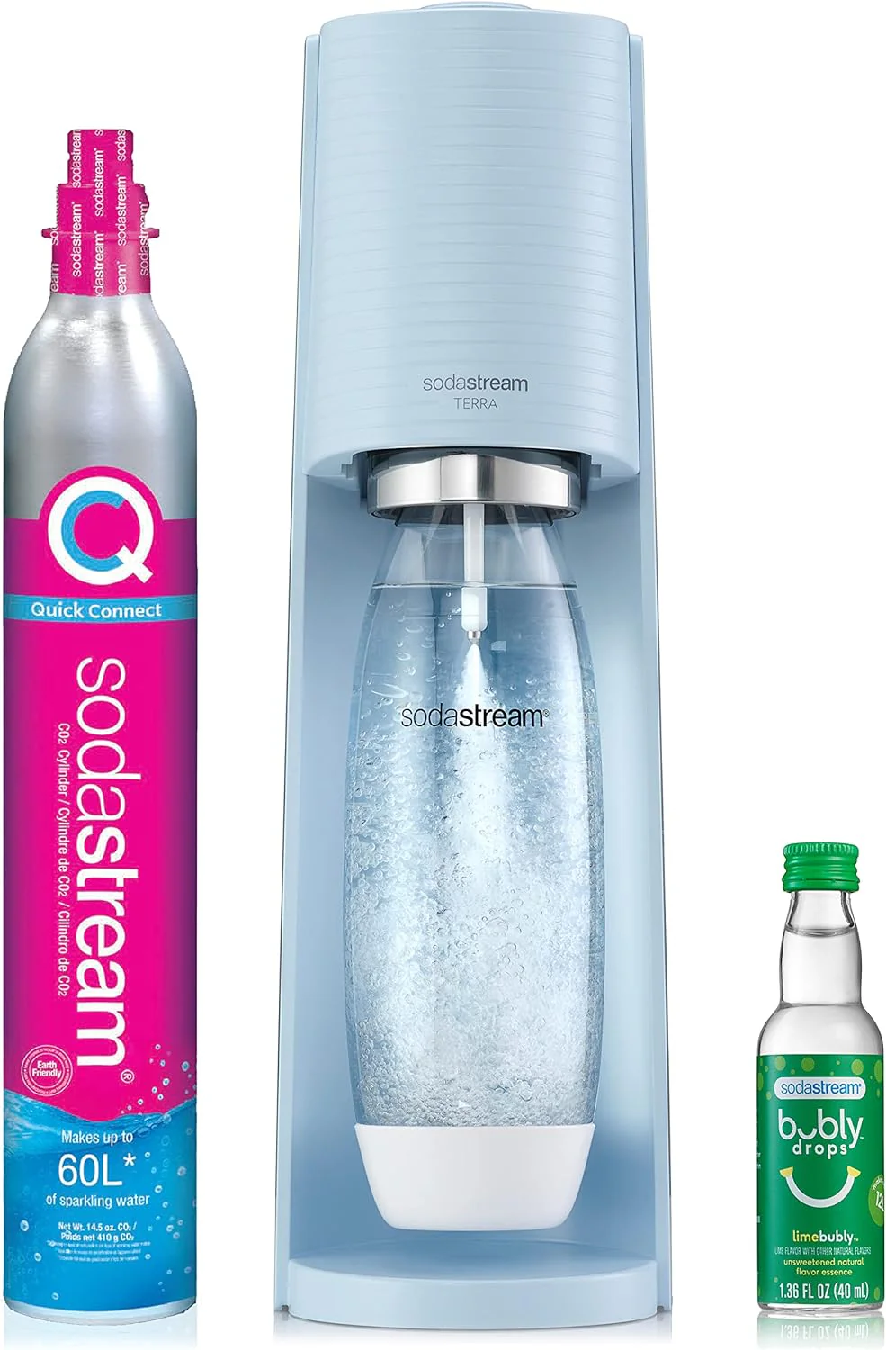 Sparkling Water Maker Bundle (Black), with CO2, DWS Bottles, and Bubly Drops Flavors