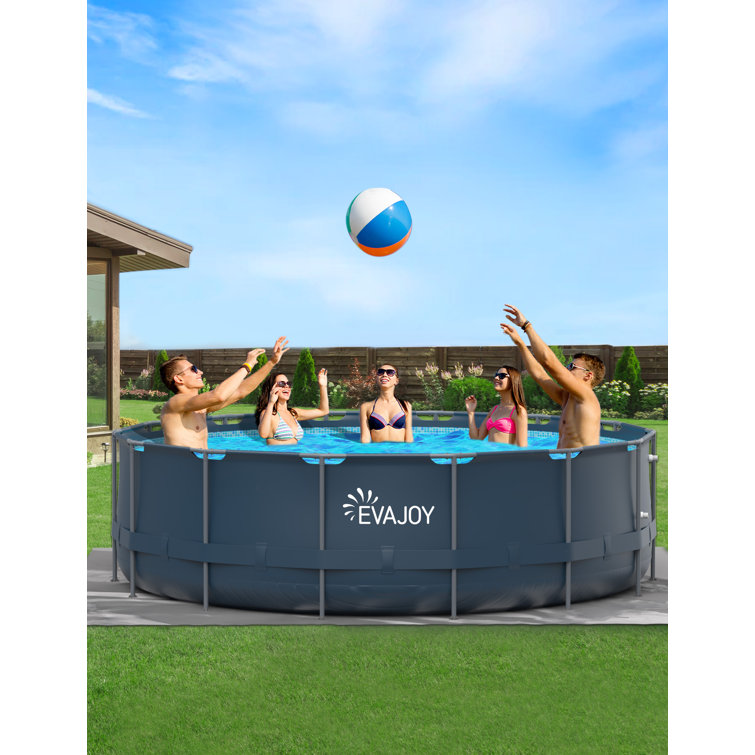 Ensemble de piscine hors sol ronde EVAJOY avec structure métallique de 4,88 m x 1,22 m