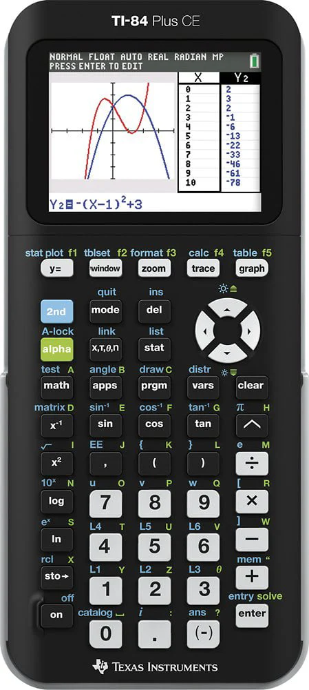 Texas Instruments TI - 84 Plus CE Graphing Calculator, Matte Black