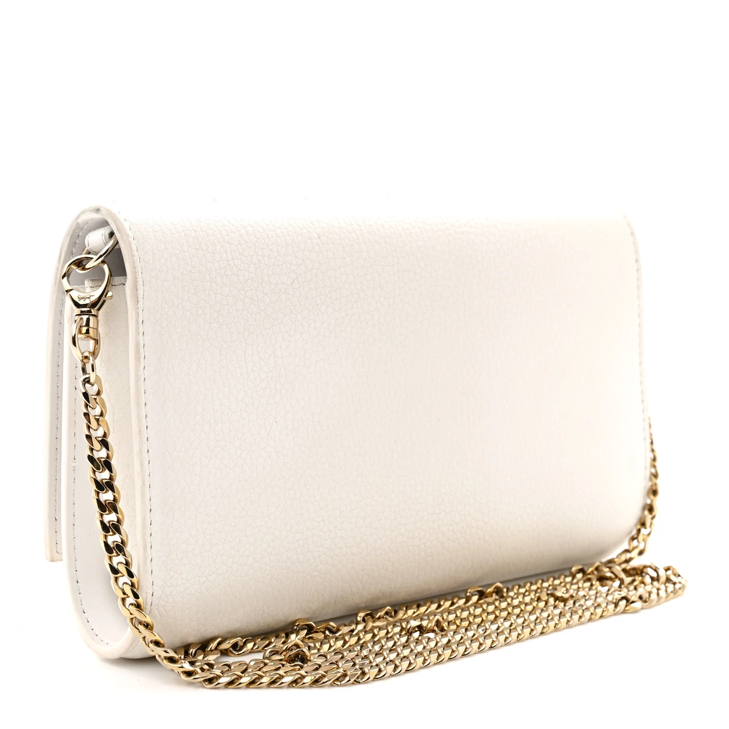 Calfskin Spikes Loubinthesky Paloma Wallet On Chain White