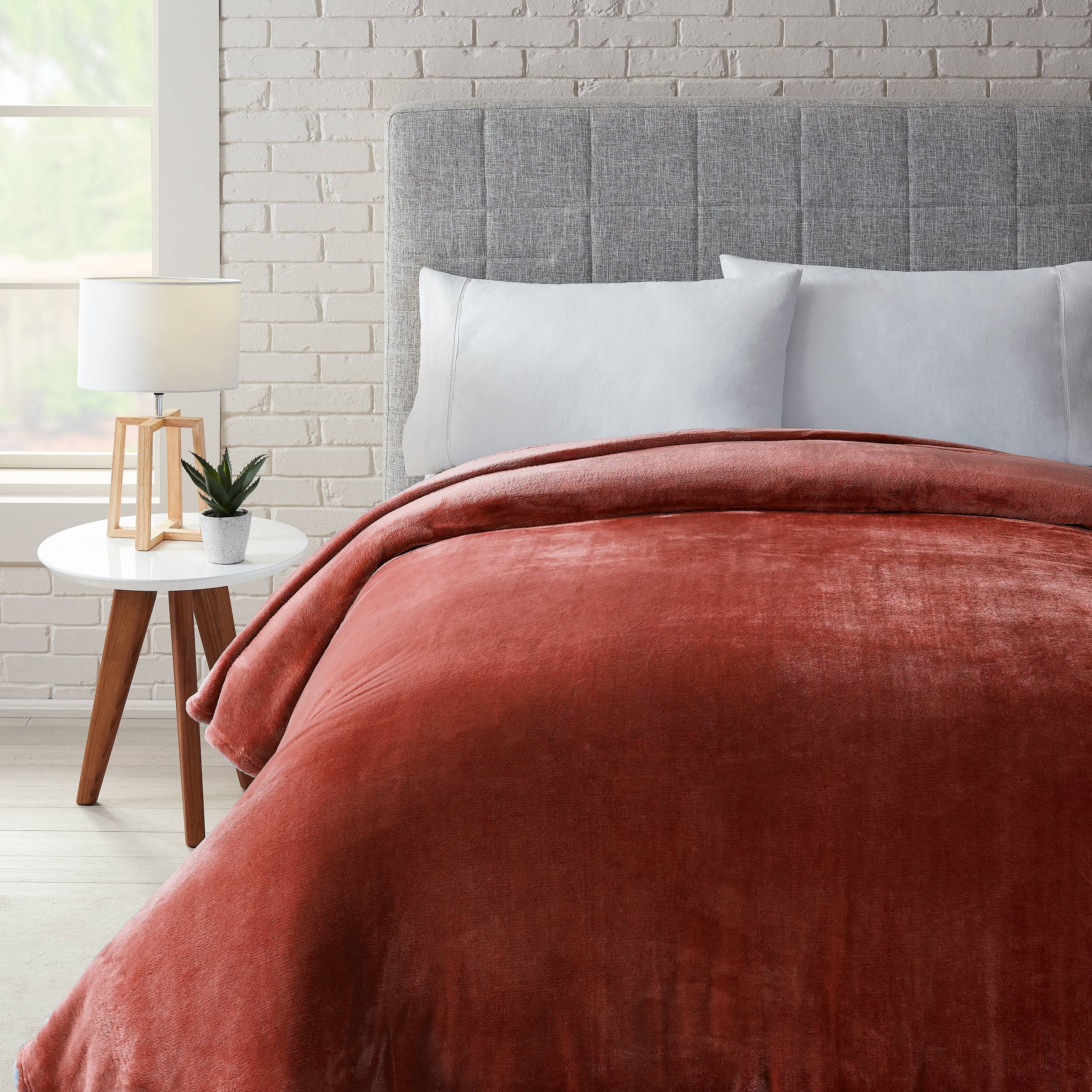 Better Homes & Gardens Luxury Velvet Plush Blanket, King, Brick