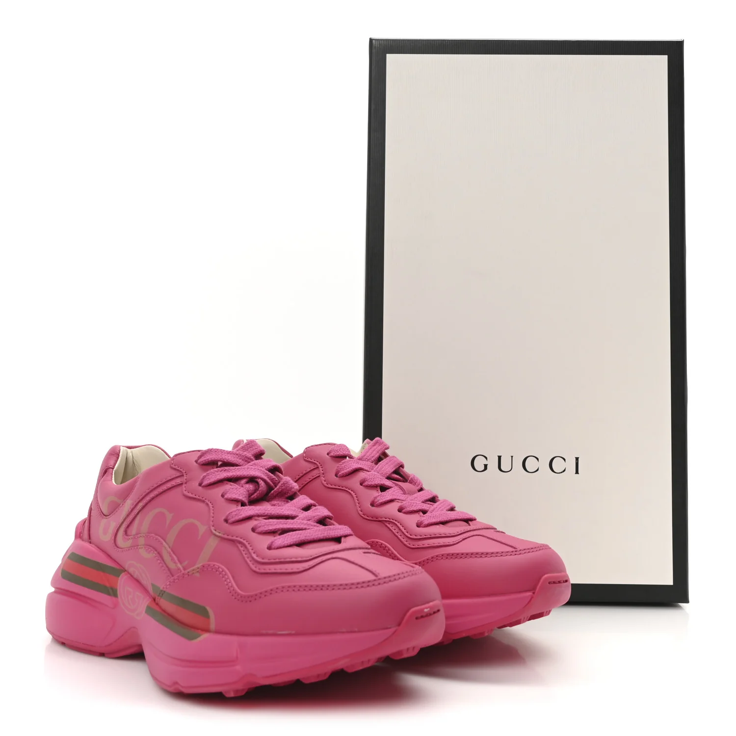 Calfskin Logo Womens Rhyton Sneakers 35.5 Box Pink