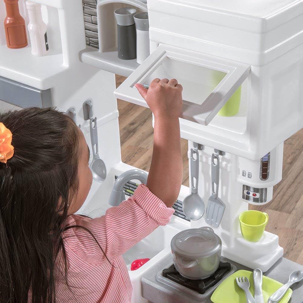 Step2 Downtown Delights Plastic Play Kitchen with 24 Piece Play Set