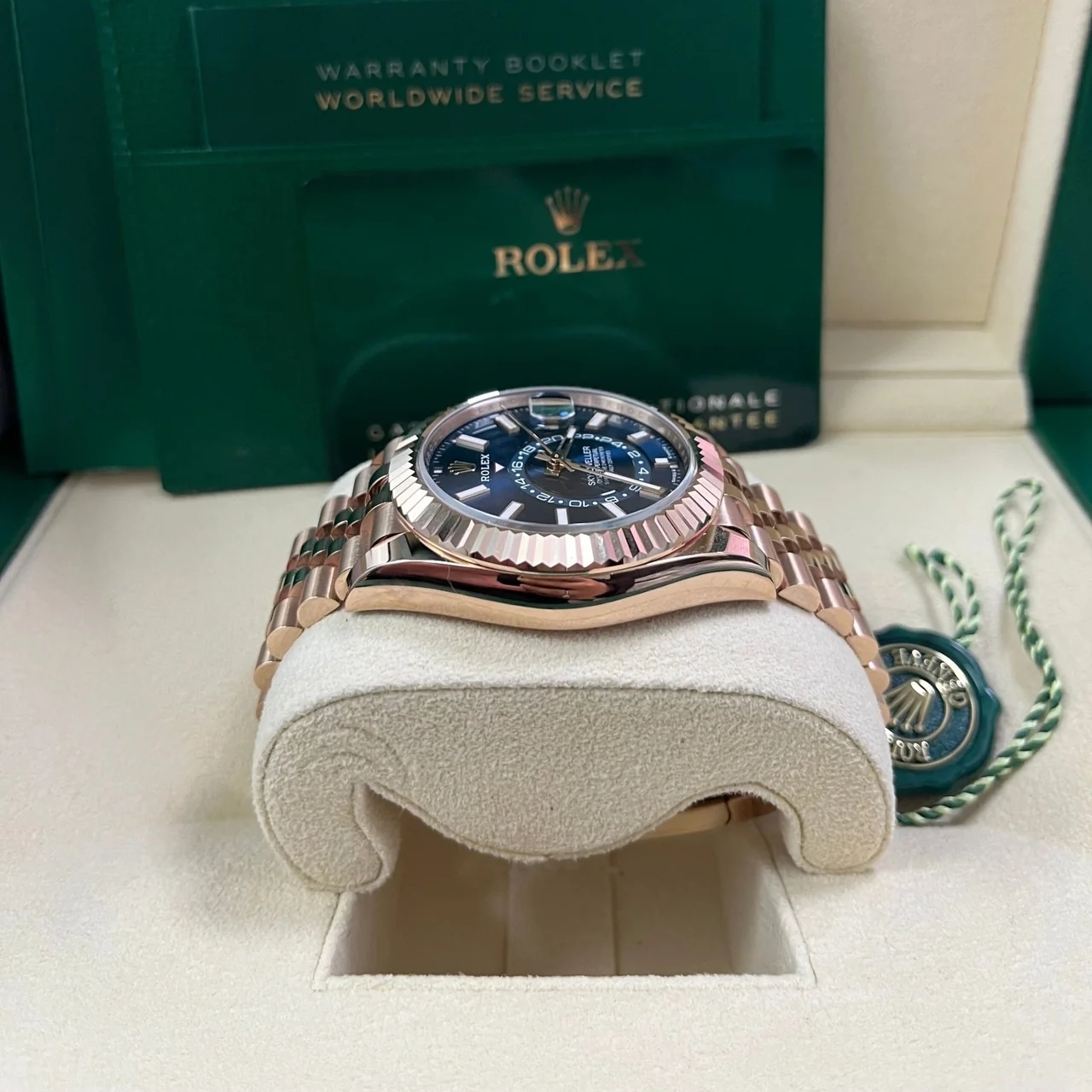 [Super Clone]RLX  Sky-Dweller 42mm Rose Gold Blue Dial Jubilee - 336935