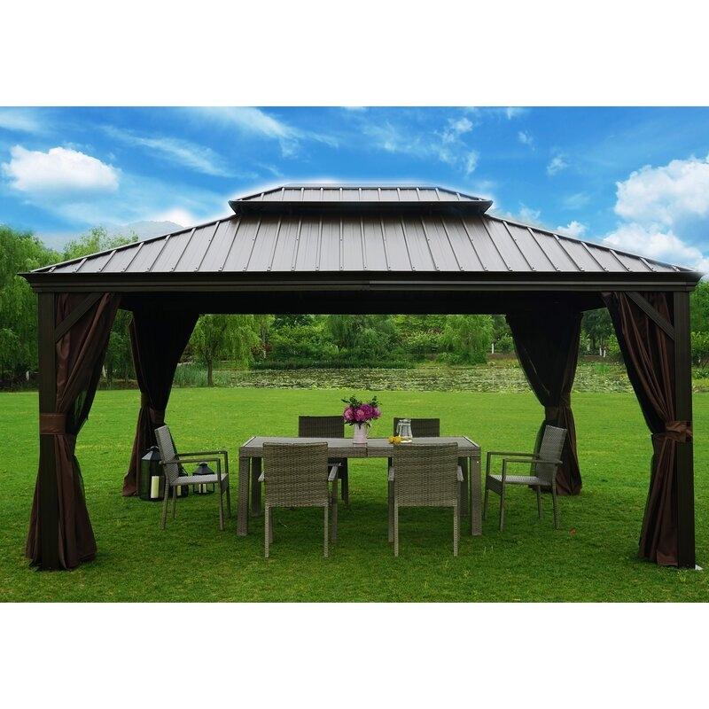 Gazebo de patio en aluminium Alexander 16 pi L x 12 pi P