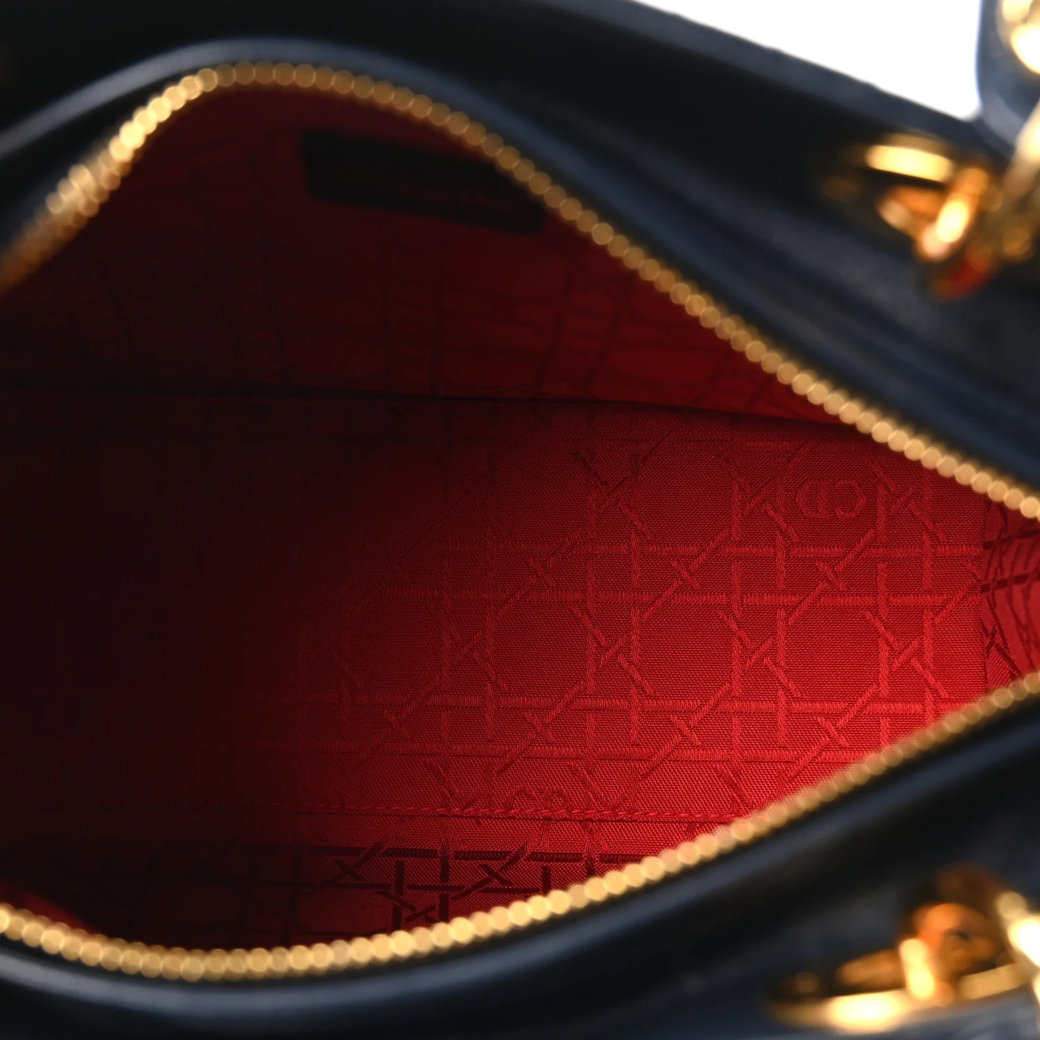 Lambskin Cannage Medium Lady Dior Navy Blue