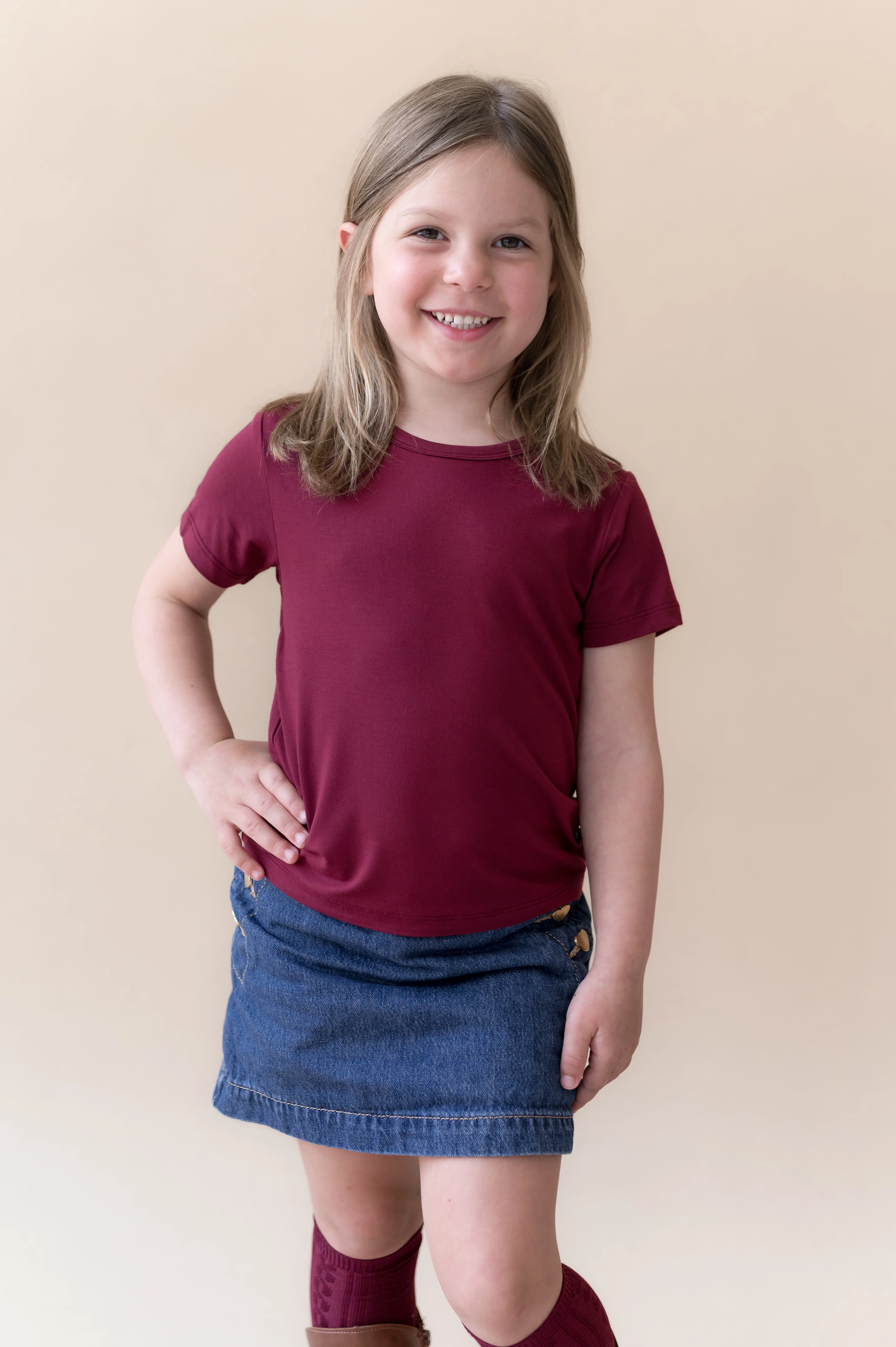 Toddler Basic Tee in Burgundy
