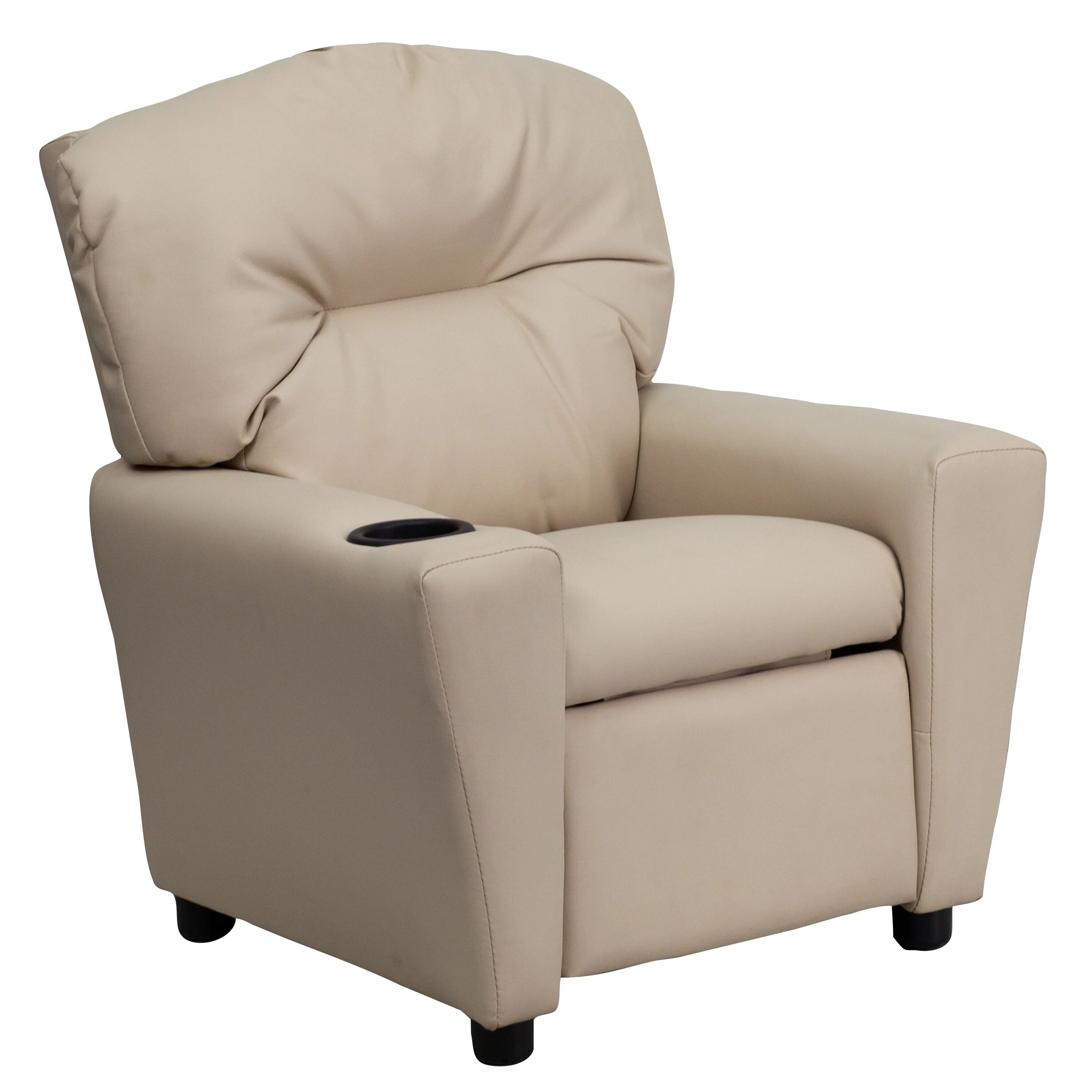 Lancaster Home Contemporary Kids Recliner with Cup Holder Brown Microfiber(Beige Vinyl)