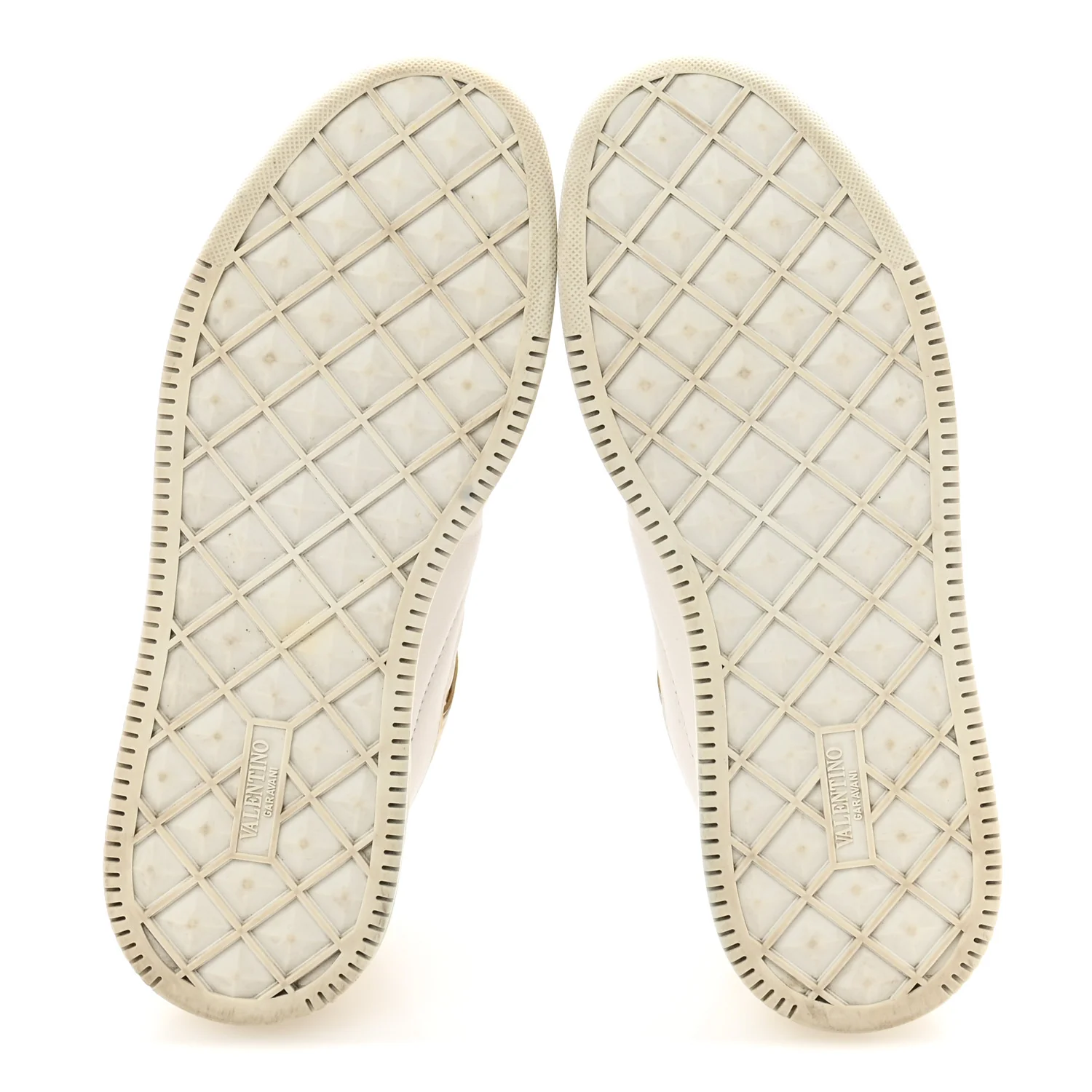 Calfskin Roman Stud Sneakers 37.5 White Gold