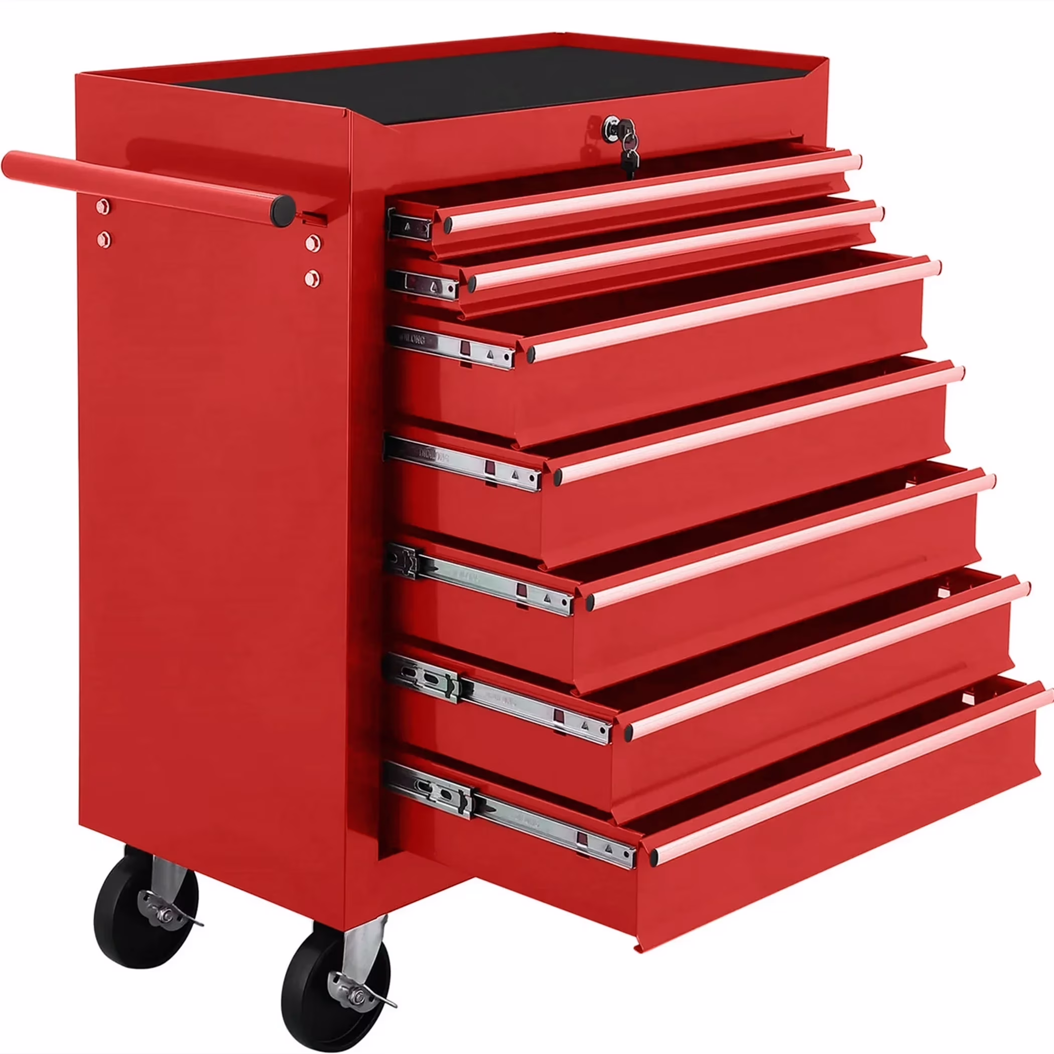 Tool Chest, 24.5 in 7-Drawer Steel Rolling Tool Box on Wheels for Workshop Garage, Red(7-Drawer-Red)