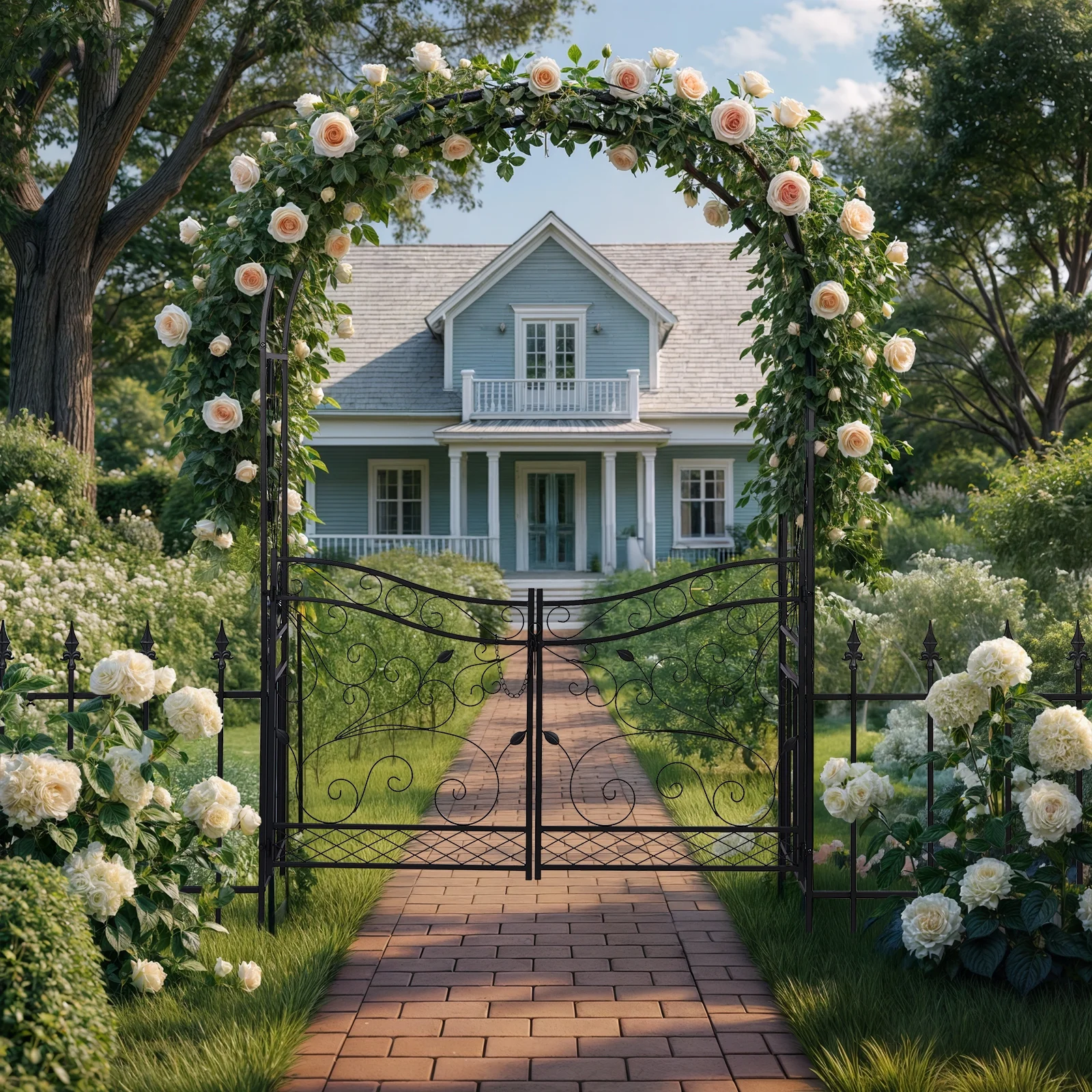 Garden Arch, Iron Arch for Climbing Plants, 7.2 FT Garden Arch With Seat Weather-Resistant, Black - Image 5