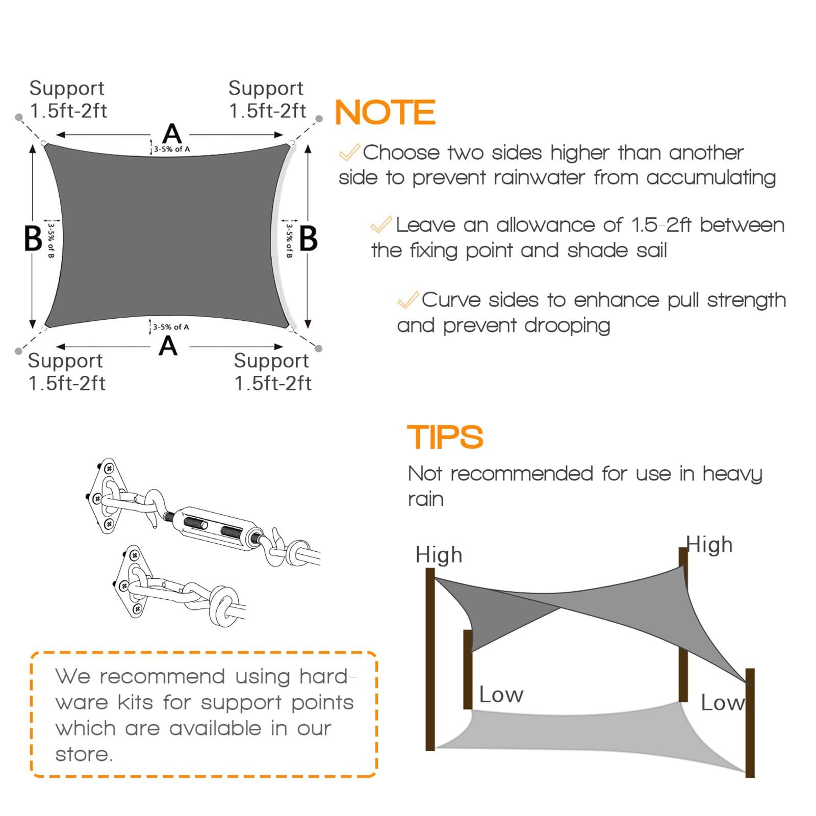 Artpuch Sun Shade Sails Canopy, 185GSM Shade Sail UV Block for Patio G