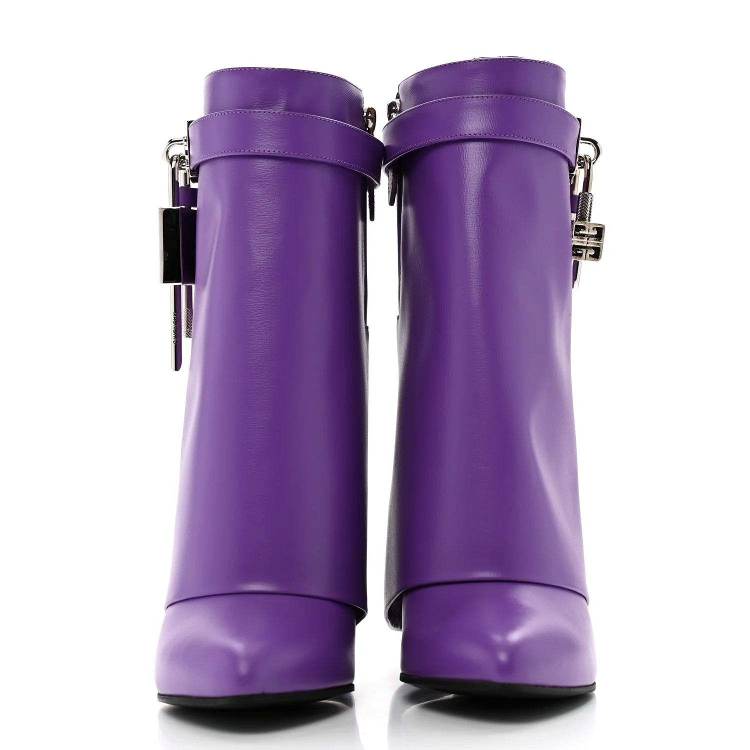 Calfskin Shark Lock Ankle Boots 38 Ultraviolet