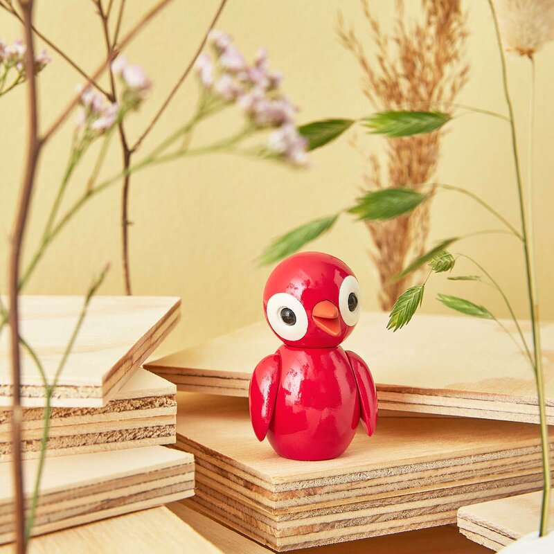 Spring Birds trefigur 6,5 cm remarkable red
