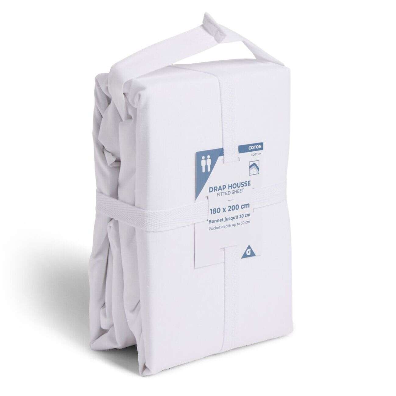 Drap housse 180x200cm 100% coton blanc