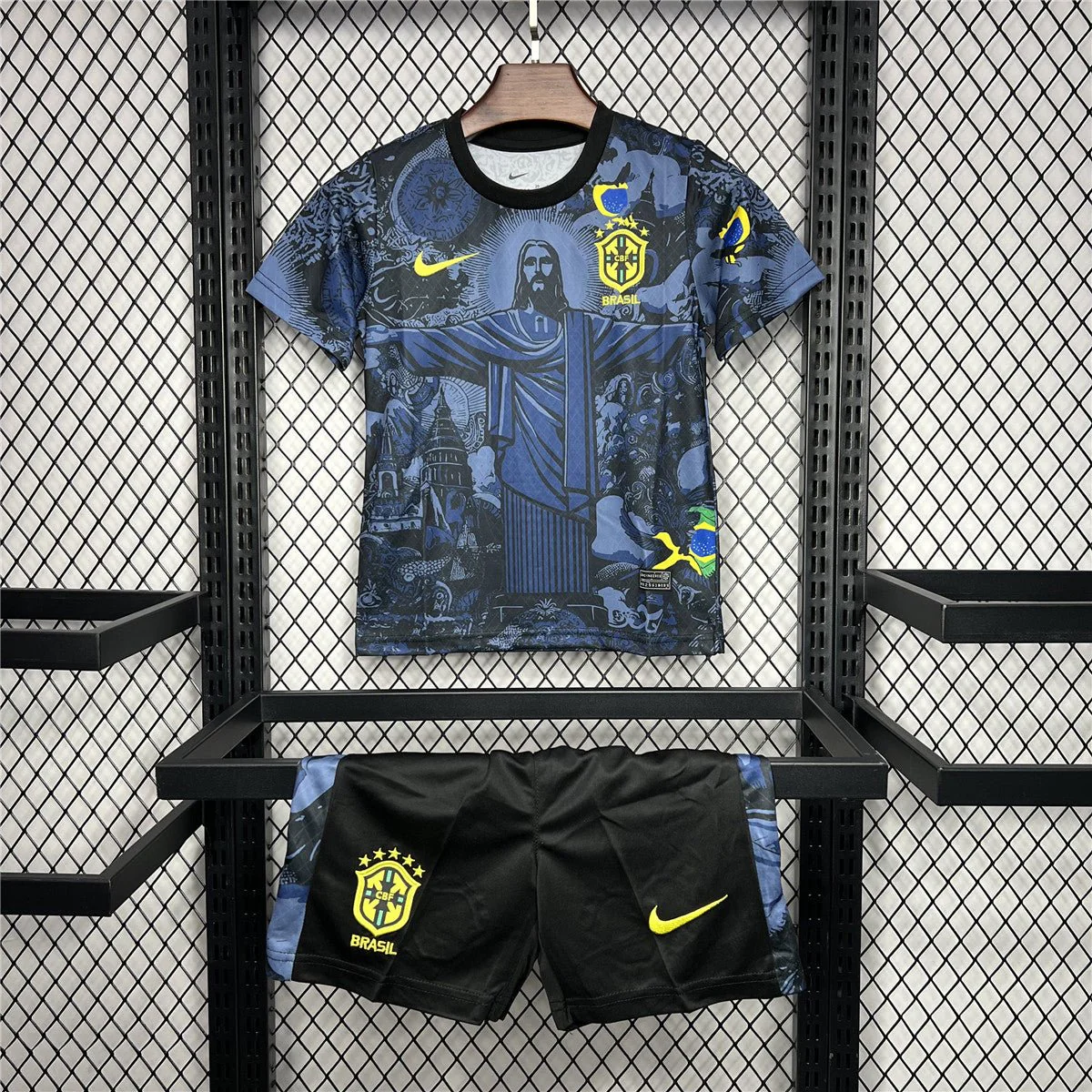 Brazil Jesus Premium Blue Kit – Celebrate Brazilian Football Spirit with THJORE-SHOP’s Iconic Football Jersey