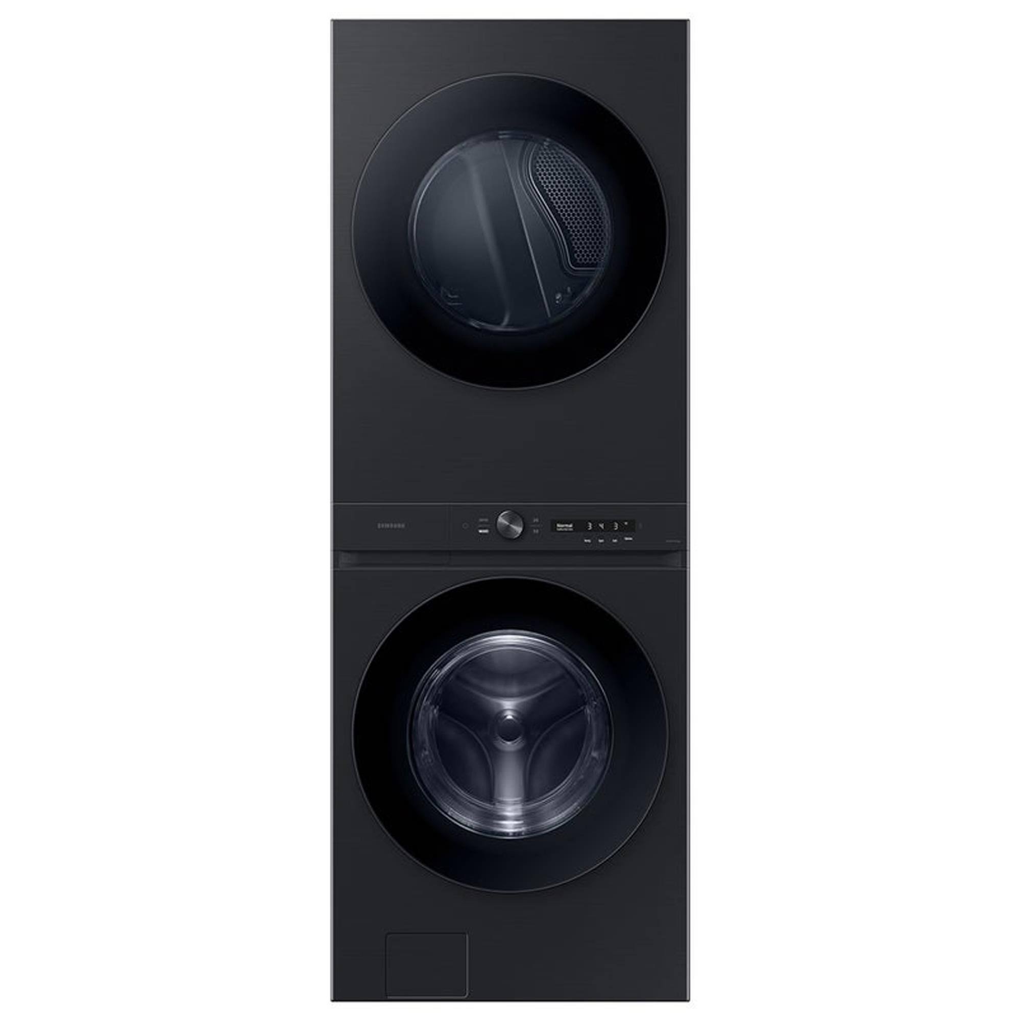 Samsung Bespoke 4.6 Cu. ft. Brushed Black Washer, 7.6 Cu. ft. Gas Dryer Stack Laundry