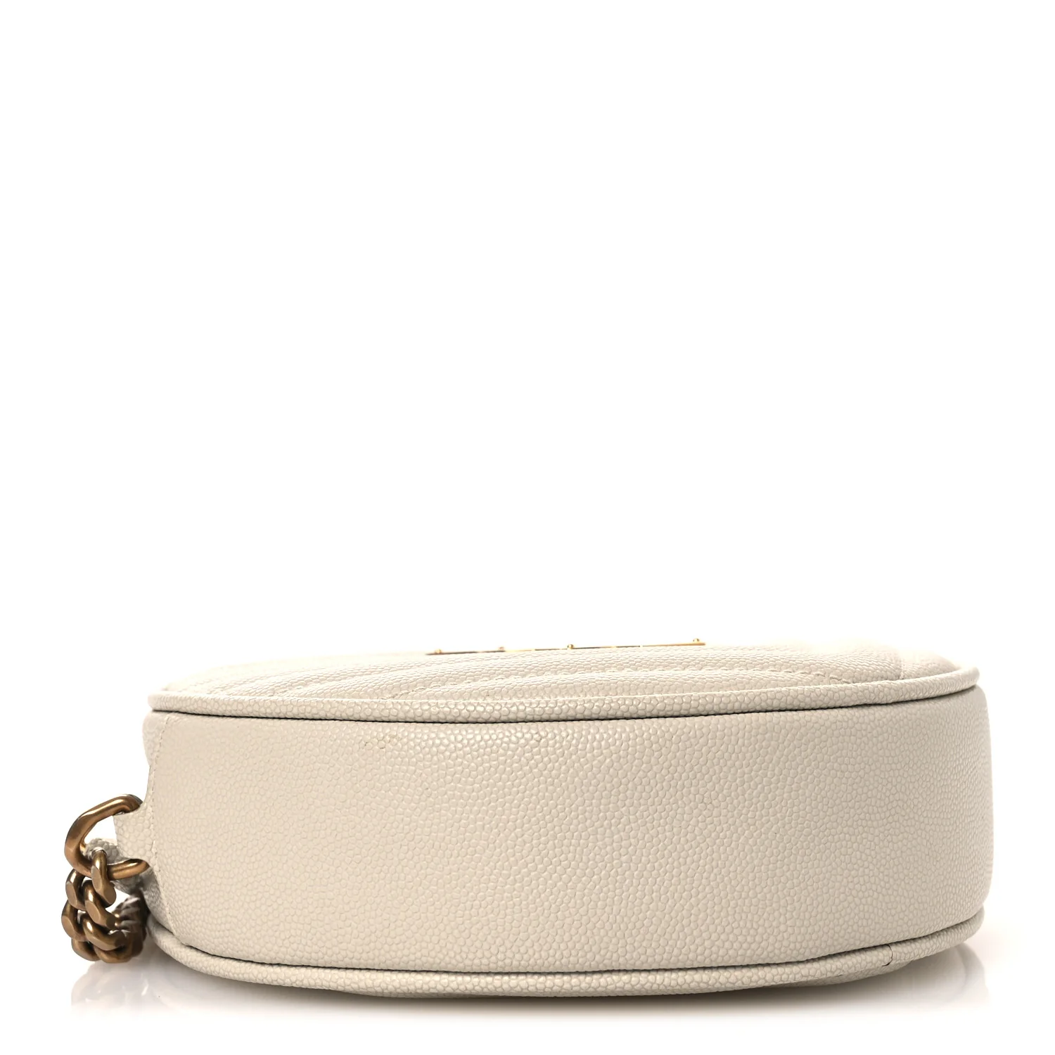 Grain De Poudre Matelasse Chevron Quilted Round Vinyle Camera Bag Crema Soft