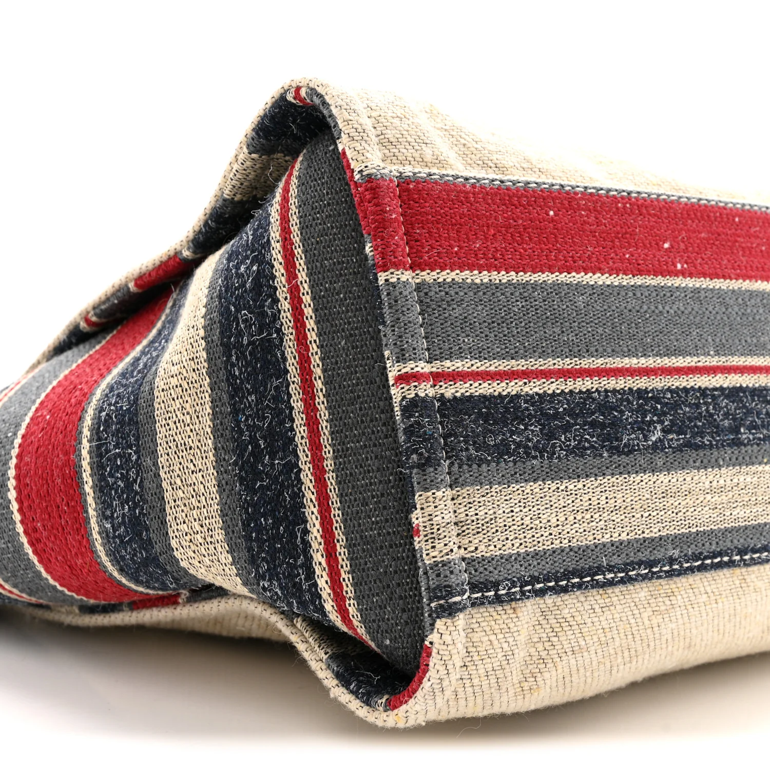Striped Canvas Medium Deauville Tote Beige