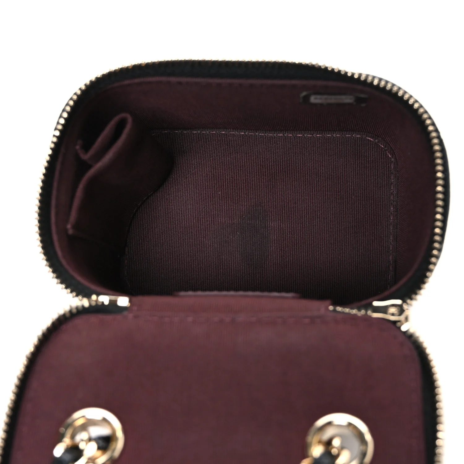 Caviar Quilted Mini Vanity Case With Chain Black