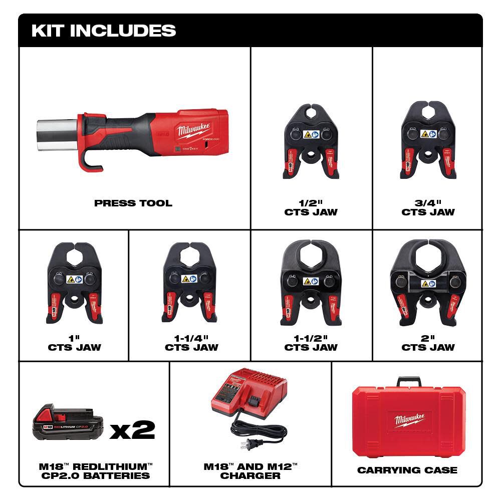 Outil de presse Milwaukee M18 FORCE LOGIC avec ONE-KEY et 1/2