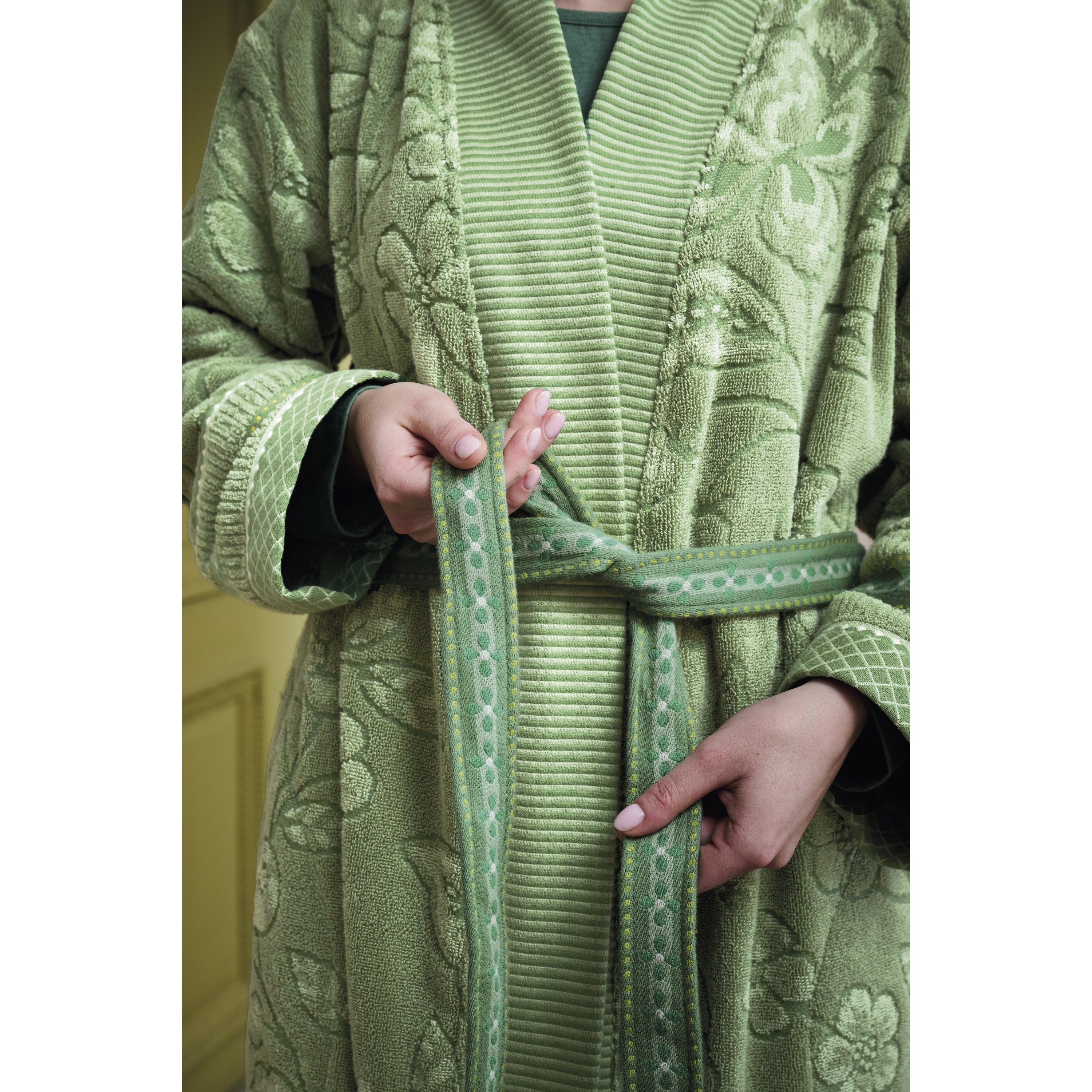 Pip Studio Jasmin Jacquard Badjas - Groen - XS