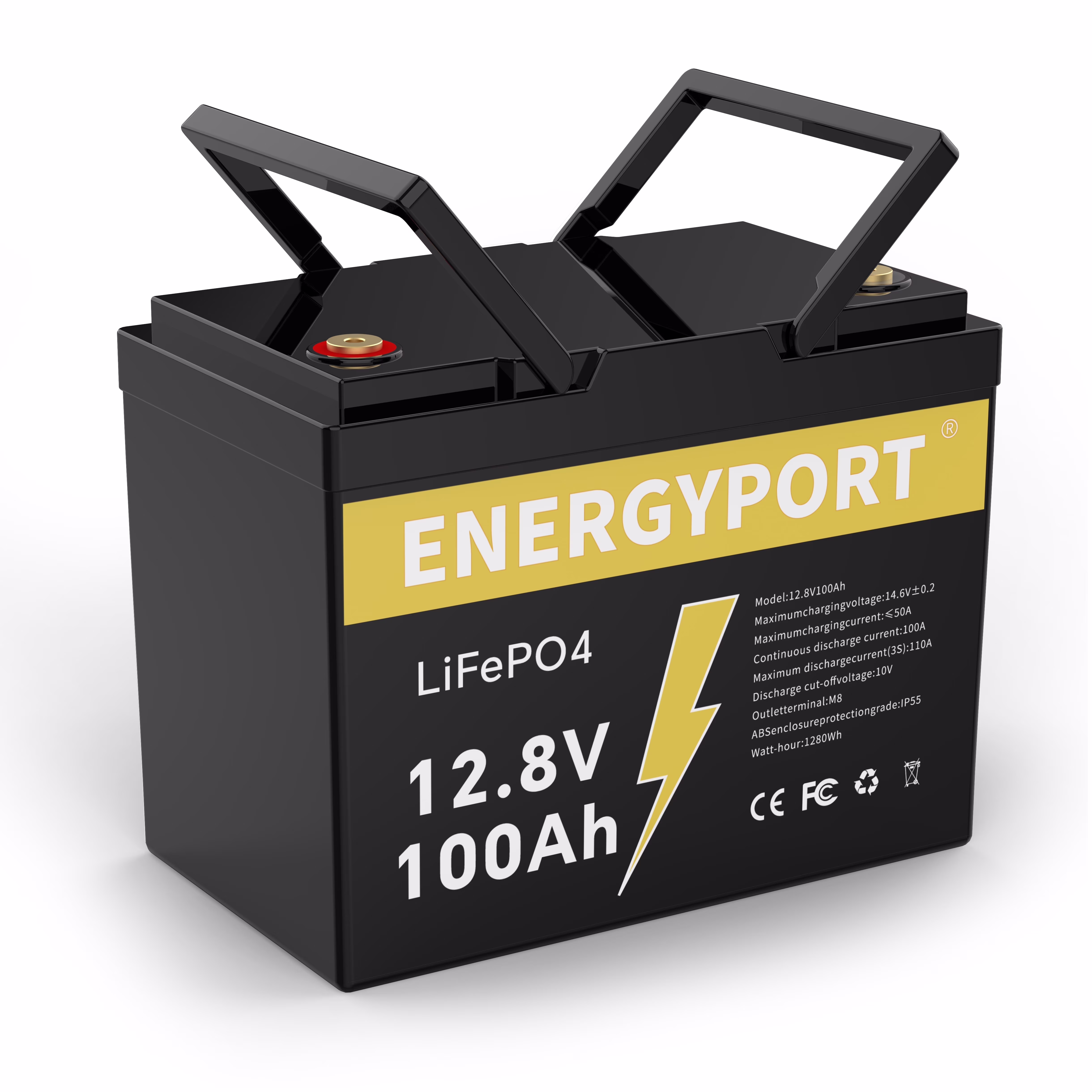 12V 100Ah LiFePO4 Battery, Rechargeabel Deep Cycle Lithium Batteries, 100A BMS with Low Temp Protection, Perfect for RV, Solar, Boat, Marine, Trolling Motor