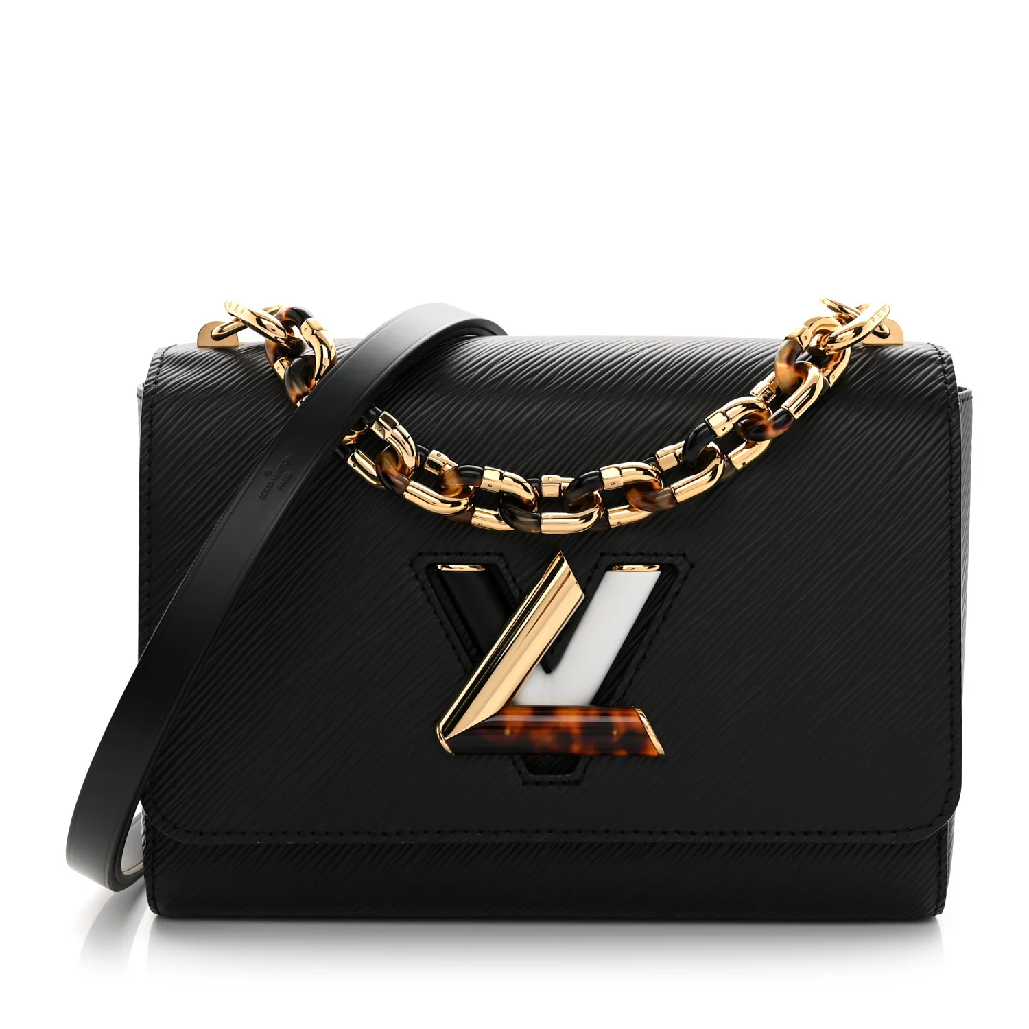 Epi Tortoiseshell Twist Shoulder Bag MM Black