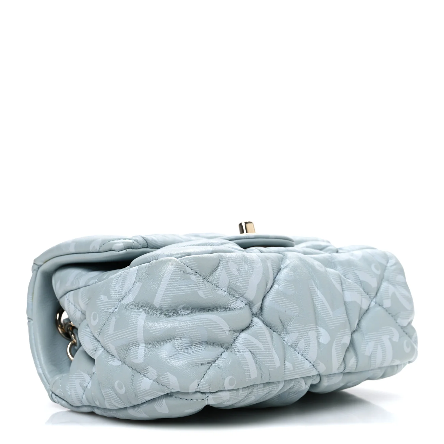 Lambskin Quilted Printed CC Mini Square Flap Light Blue